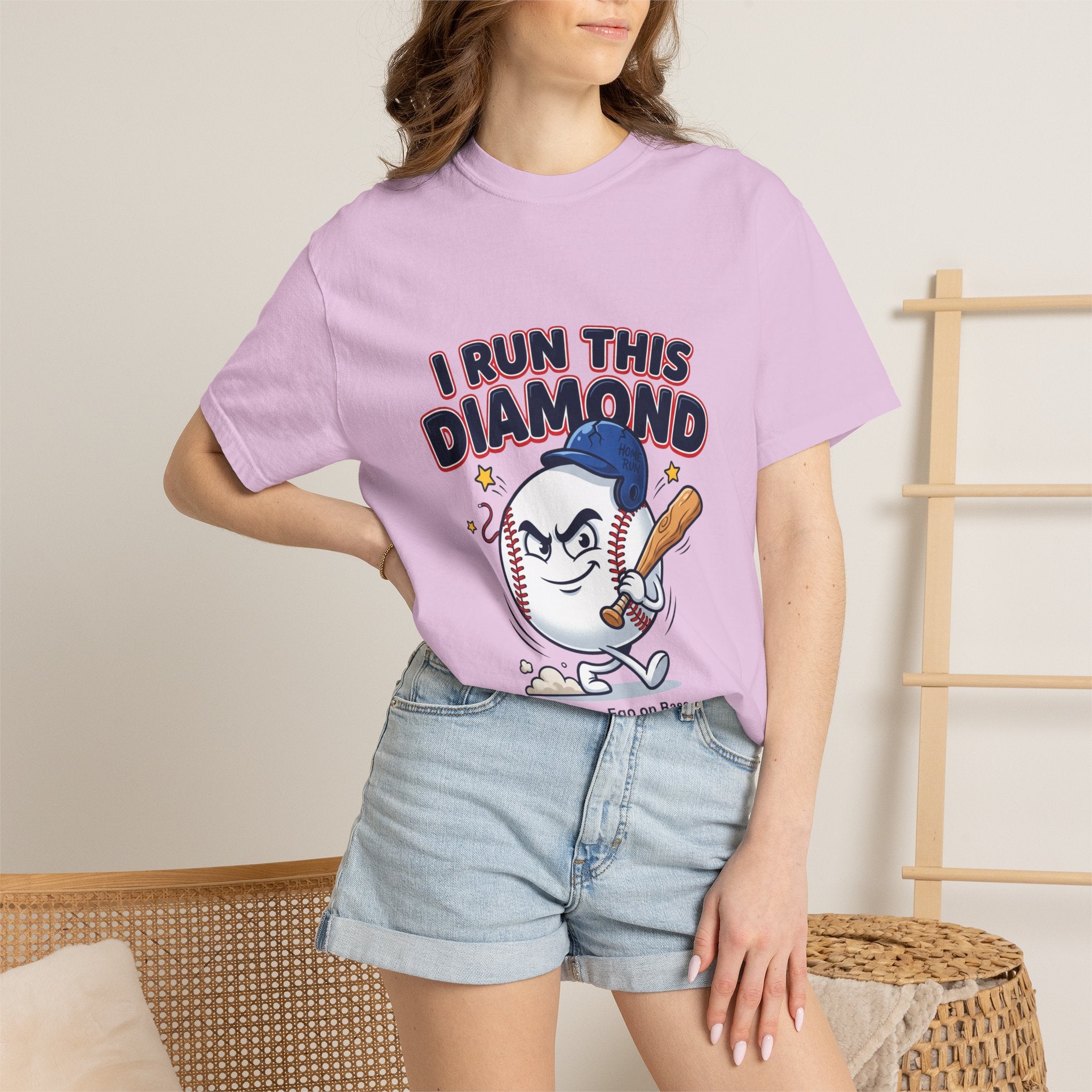 I Run This Diamond Baseball T-Shirt — Vintage Cartoon Batting Graphic Tee