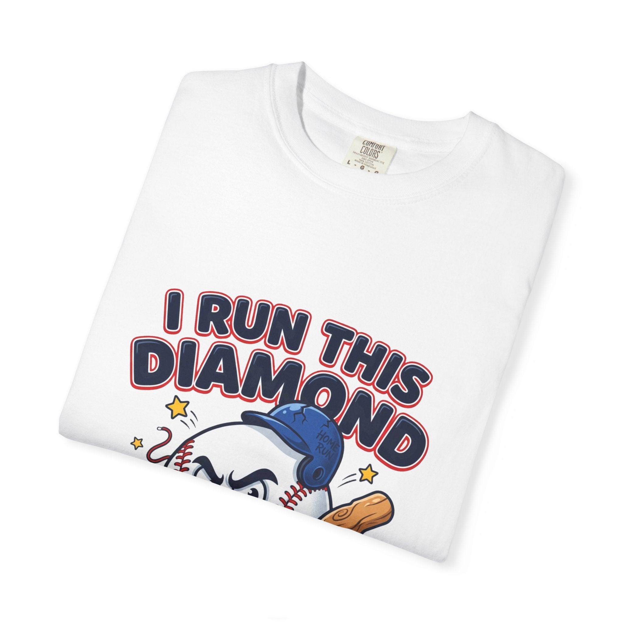 I Run This Diamond Baseball T-Shirt — Vintage Cartoon Batting Graphic Tee