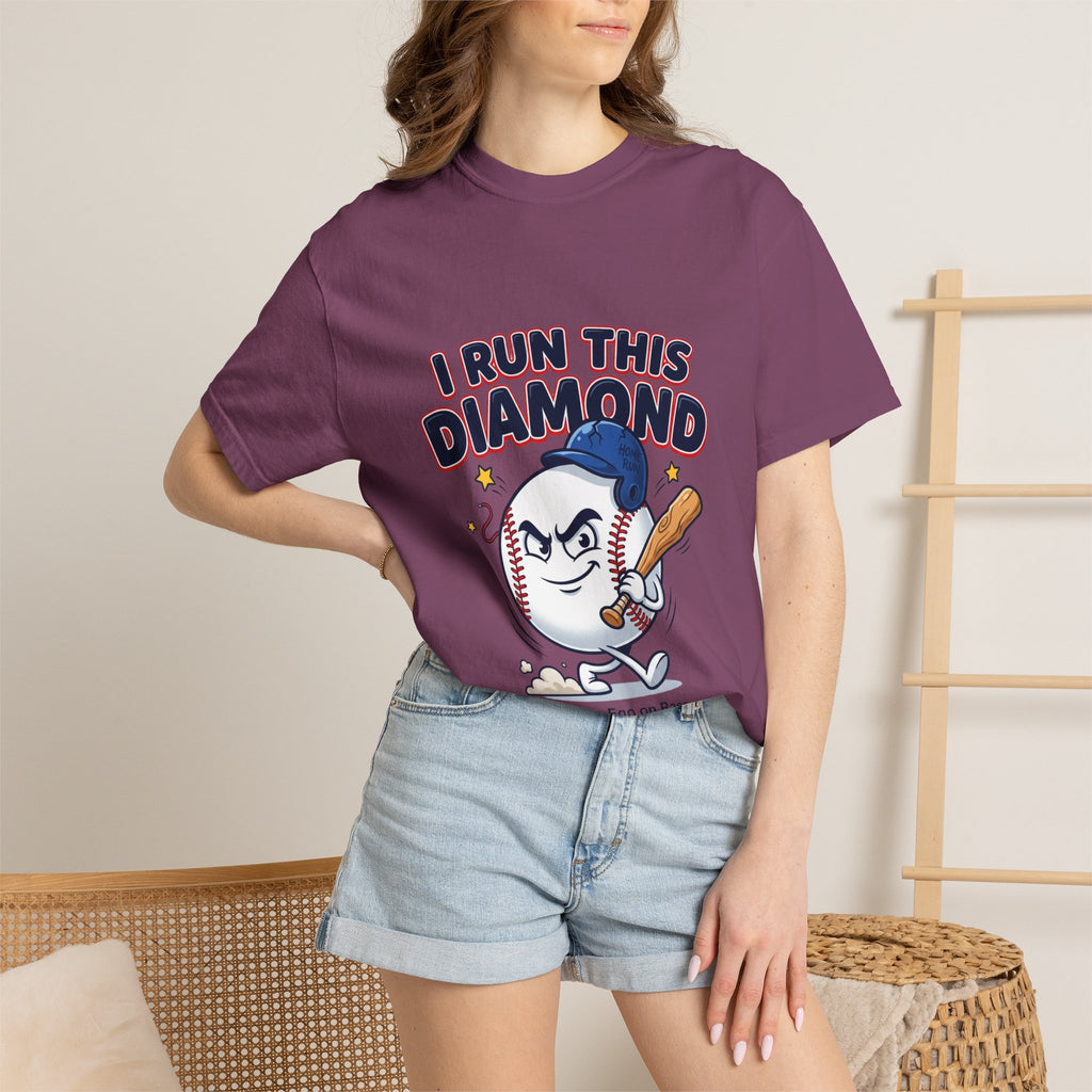 I Run This Diamond Baseball T-Shirt — Vintage Cartoon Batting Graphic Tee