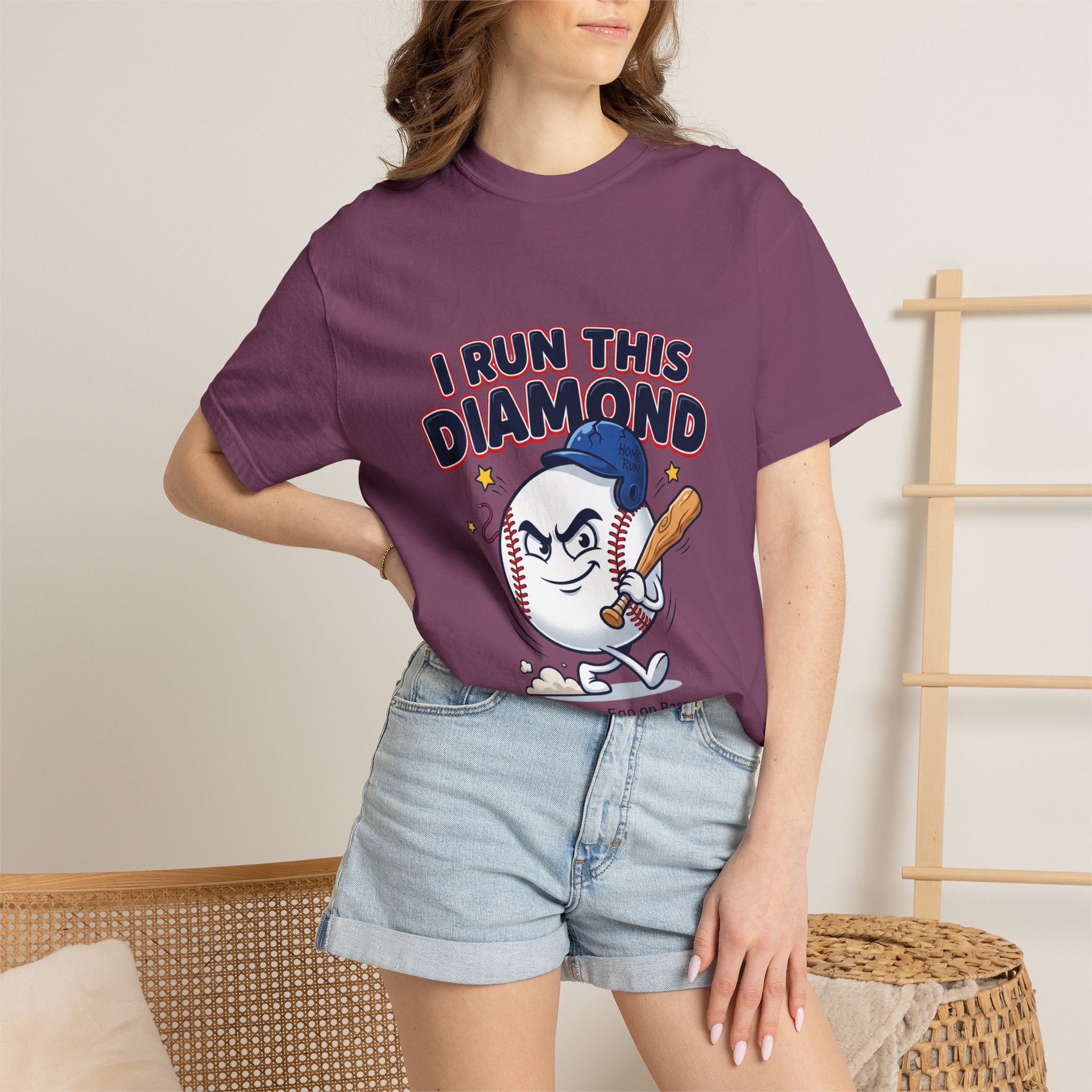 I Run This Diamond Baseball T-Shirt — Vintage Cartoon Batting Graphic Tee