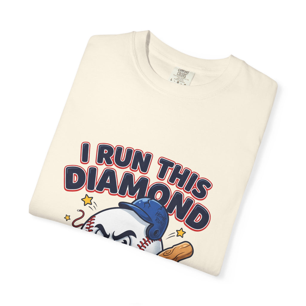I Run This Diamond Baseball T-Shirt — Vintage Cartoon Batting Graphic Tee