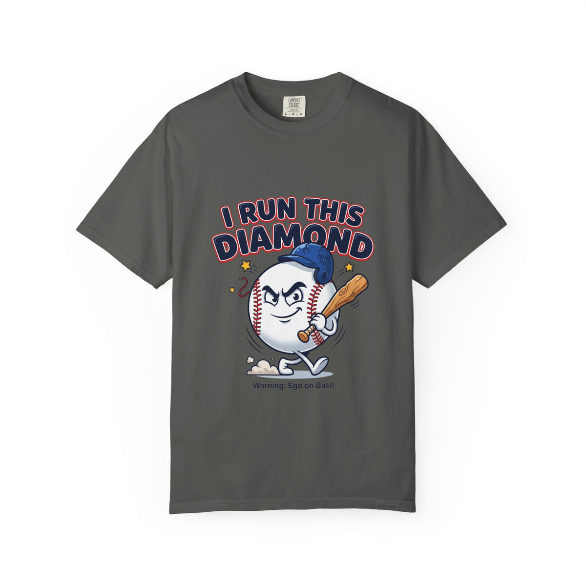 I Run This Diamond Baseball T-Shirt — Vintage Cartoon Batting Graphic Tee