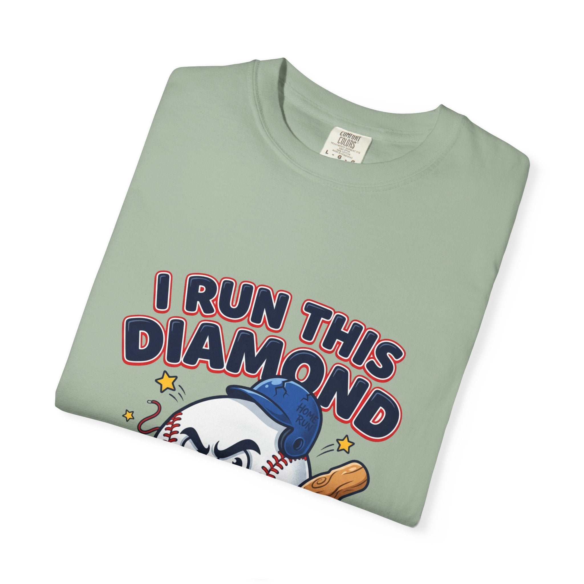 I Run This Diamond Baseball T-Shirt — Vintage Cartoon Batting Graphic Tee