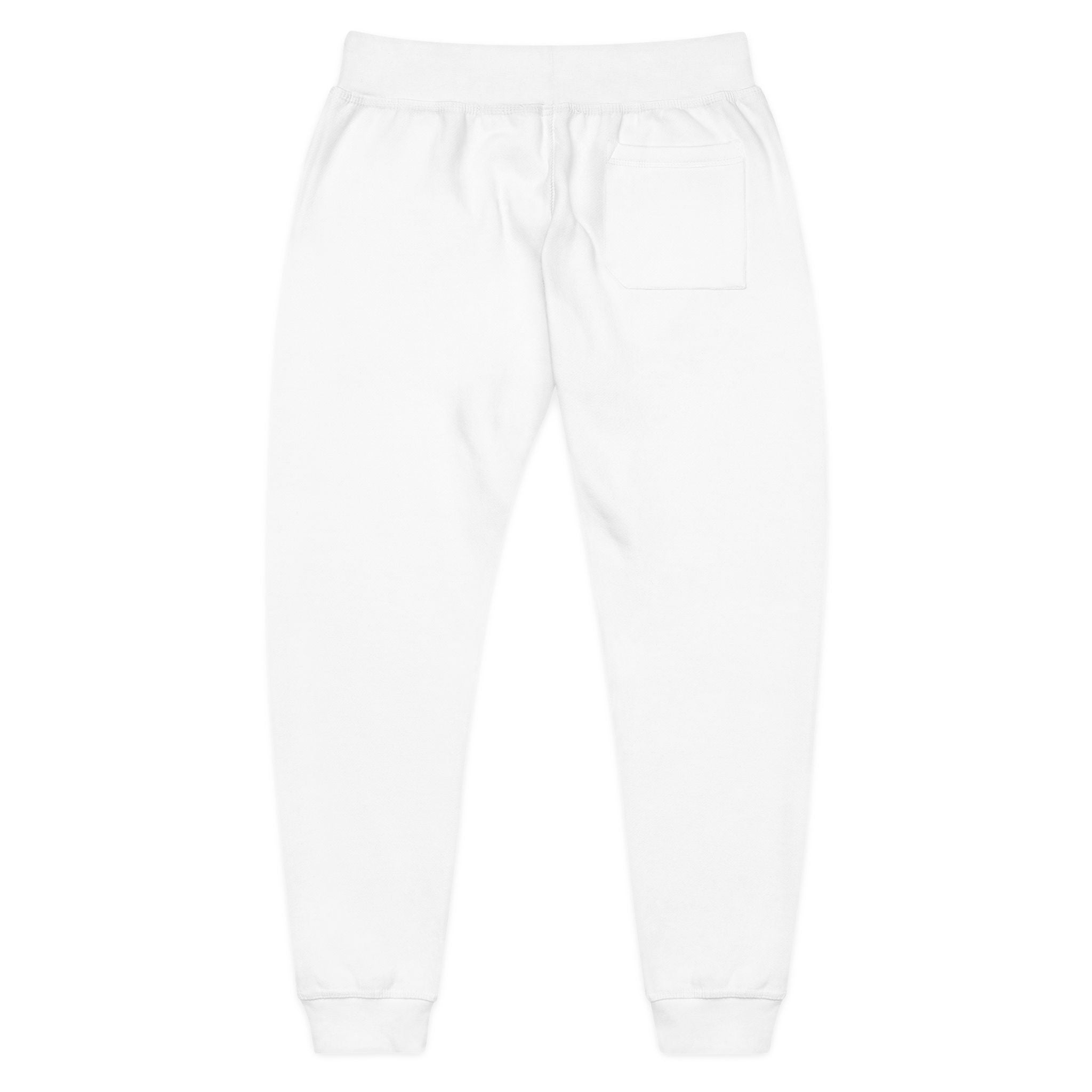 Embroidered 'STRYKE MISSION' Fleece Sweatpants — White Comfort Joggers