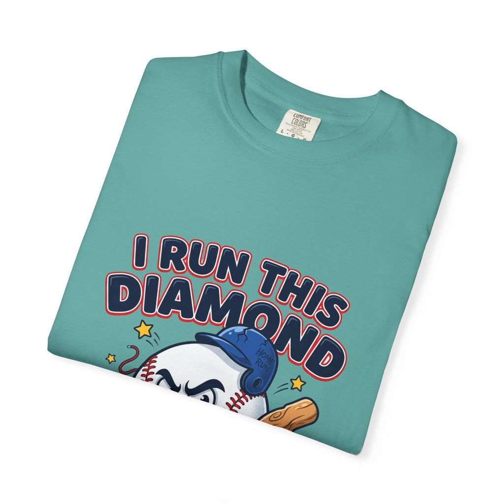 I Run This Diamond Baseball T-Shirt — Vintage Cartoon Batting Graphic Tee