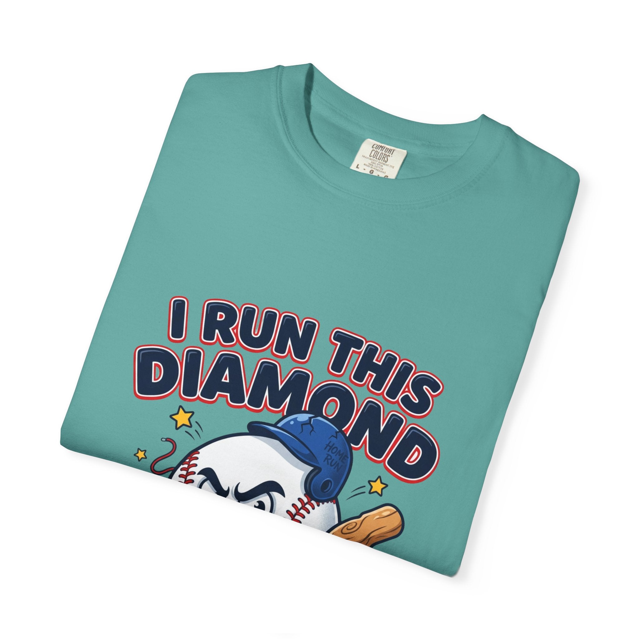 I Run This Diamond Baseball T-Shirt — Vintage Cartoon Batting Graphic Tee