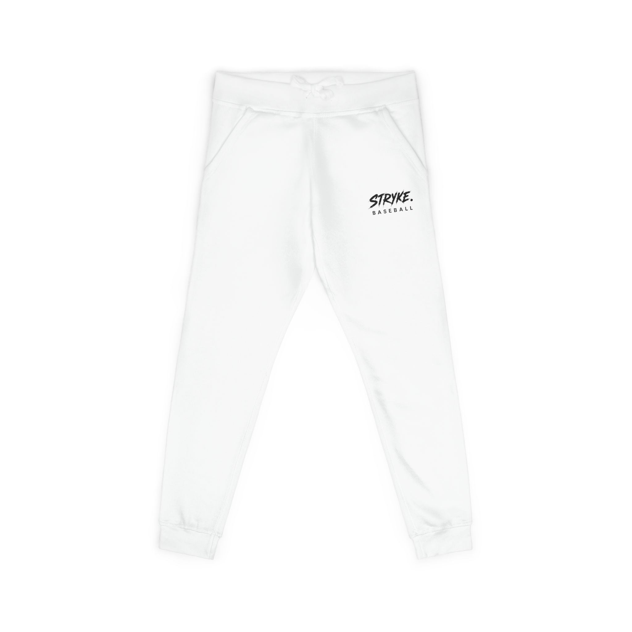 Embroidered 'STRYKE MISSION' Fleece Sweatpants — White Comfort Joggers