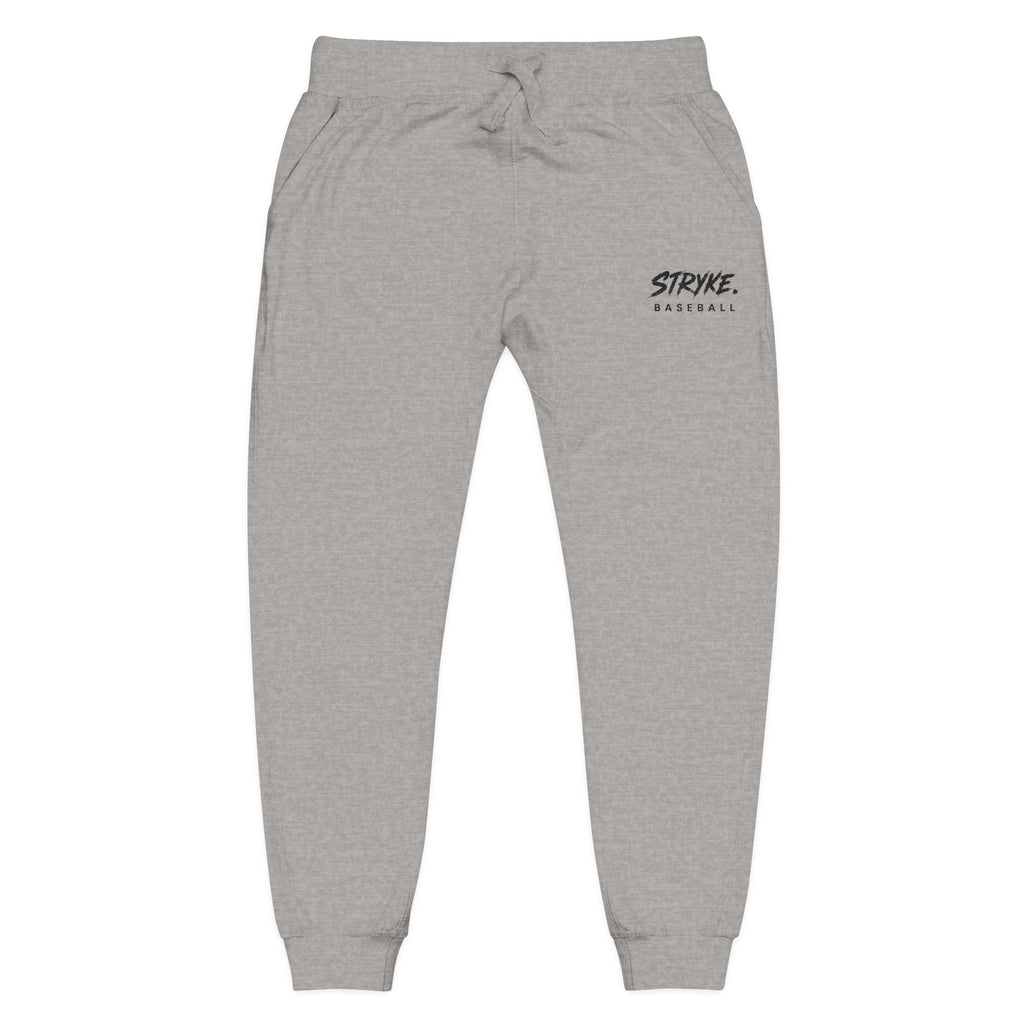 Embroidered 'STRYKE MISSION' Fleece Sweatpants — White Comfort Joggers
