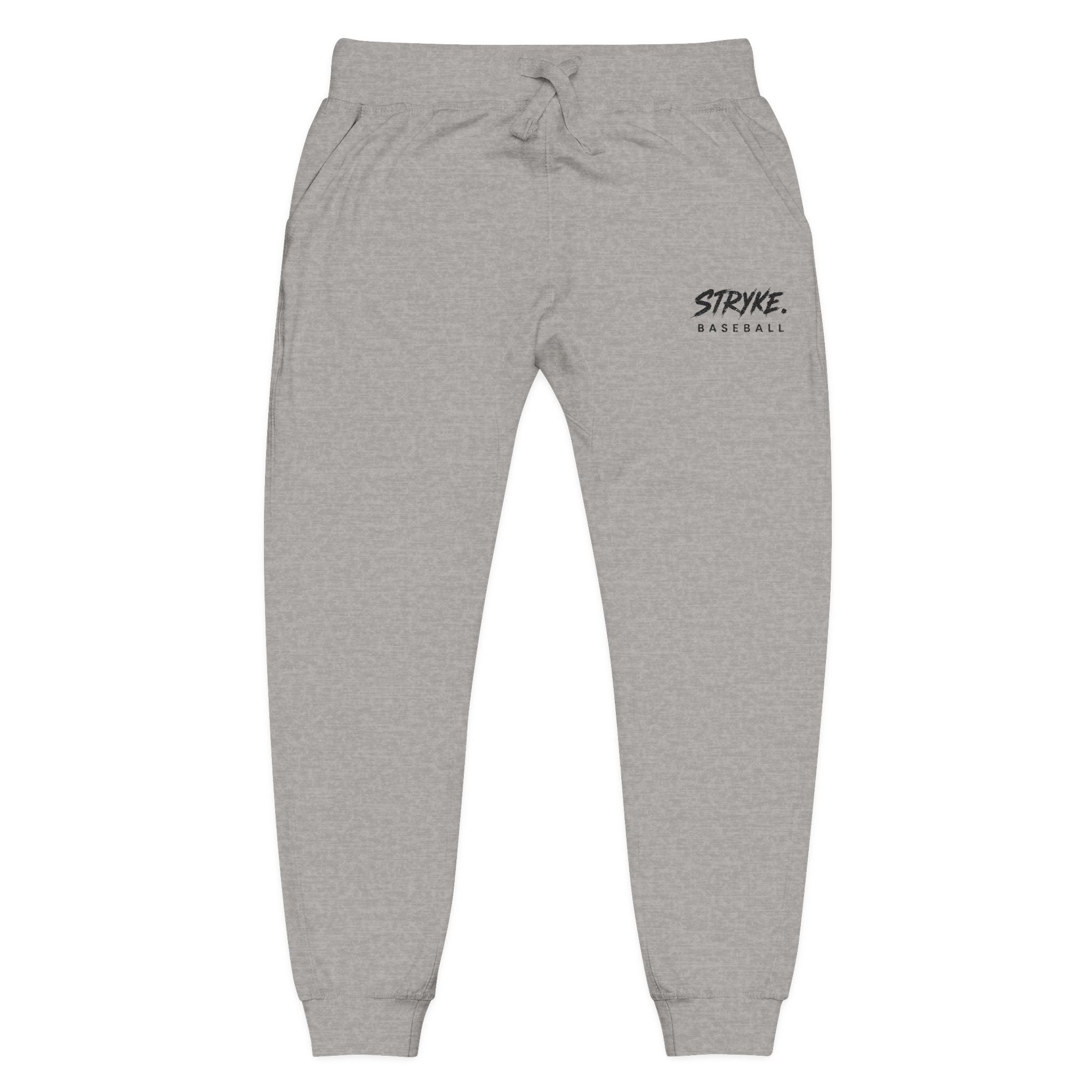 Embroidered 'STRYKE MISSION' Fleece Sweatpants — White Comfort Joggers