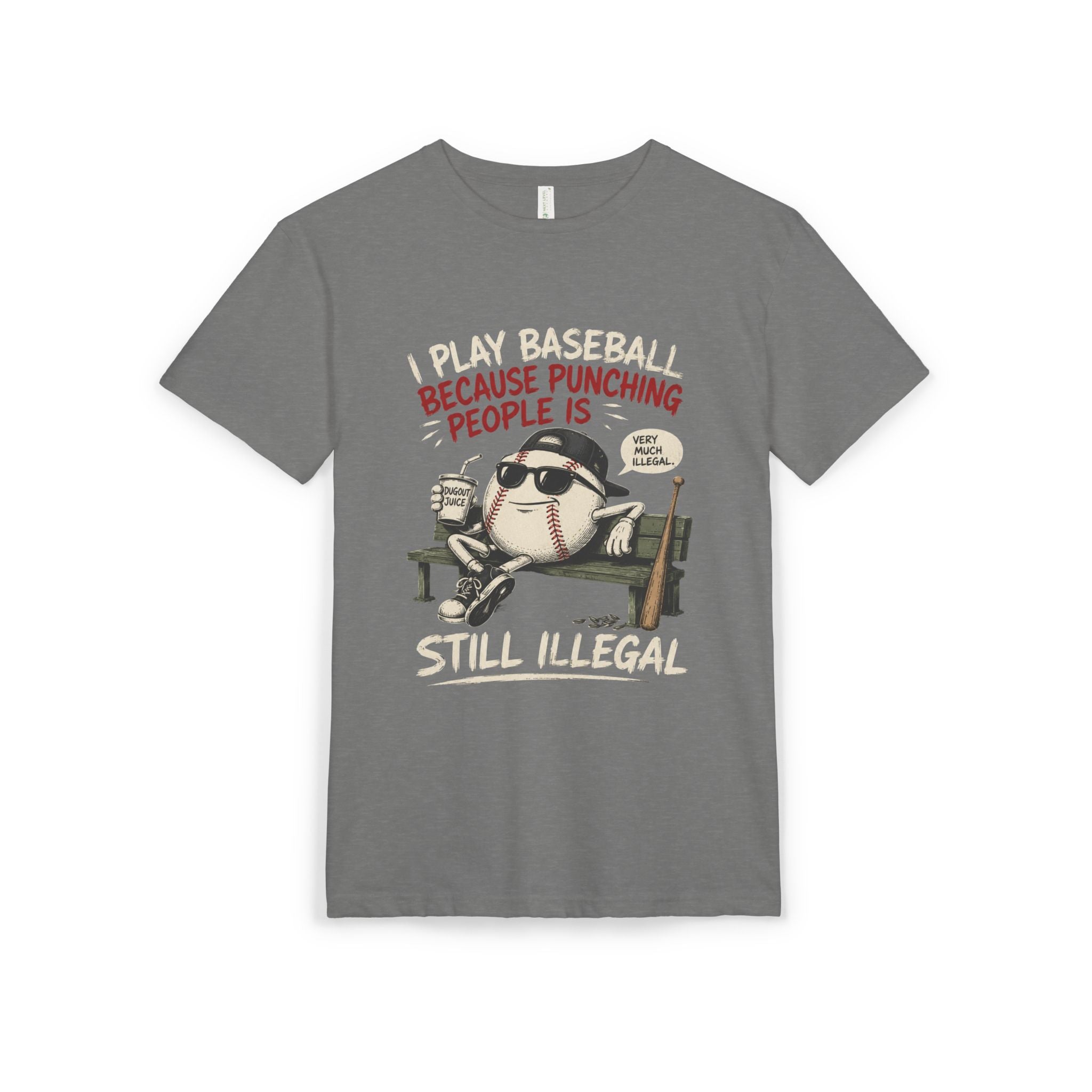Baseball Funny Tee — "Because Punching People Is Still Illegal" Graphic Shirt