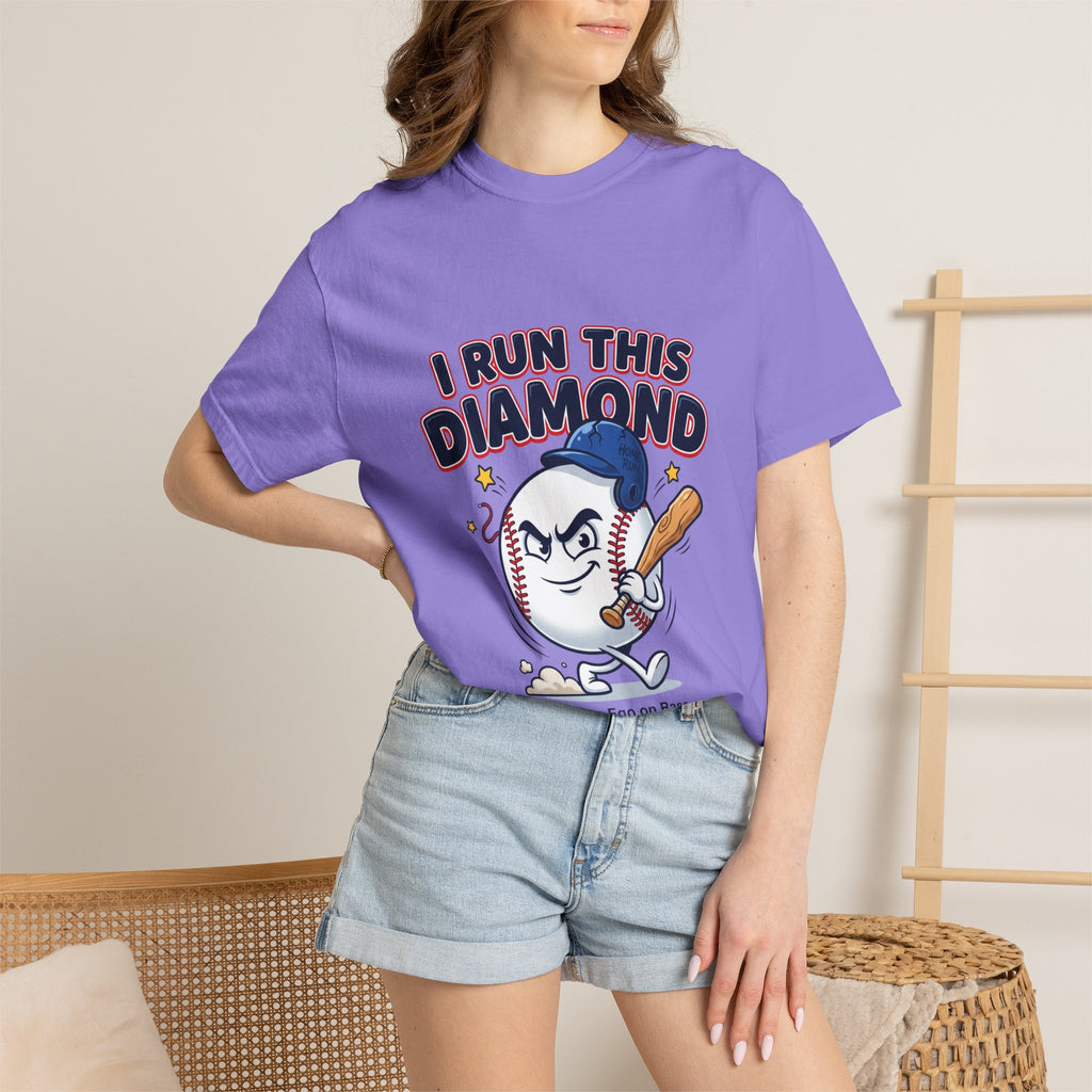 I Run This Diamond Baseball T-Shirt — Vintage Cartoon Batting Graphic Tee