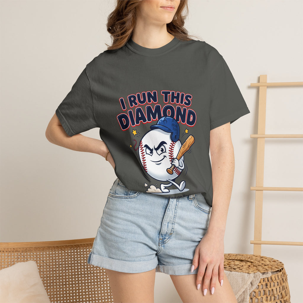 I Run This Diamond Baseball T-Shirt — Vintage Cartoon Batting Graphic Tee