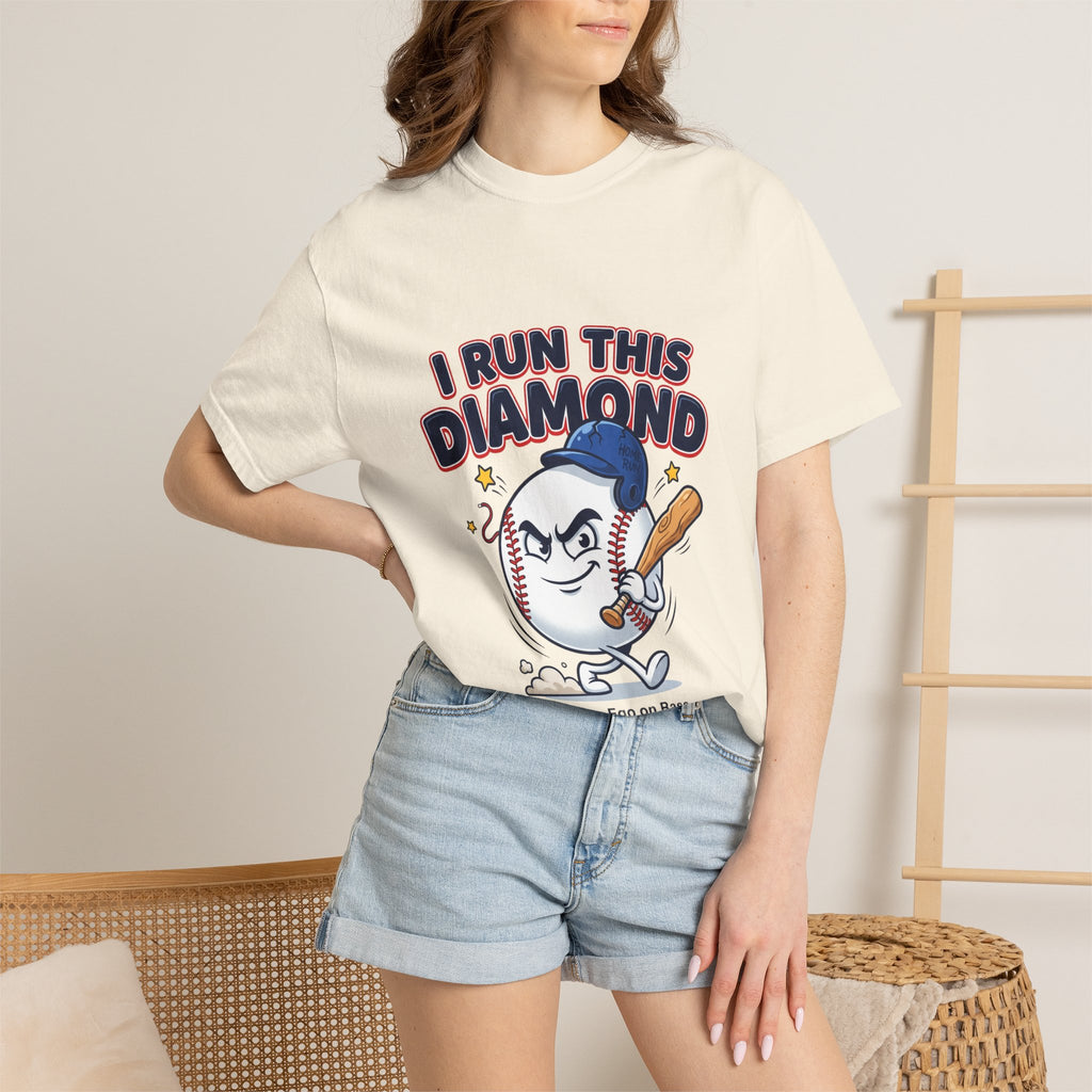 I Run This Diamond Baseball T-Shirt — Vintage Cartoon Batting Graphic Tee