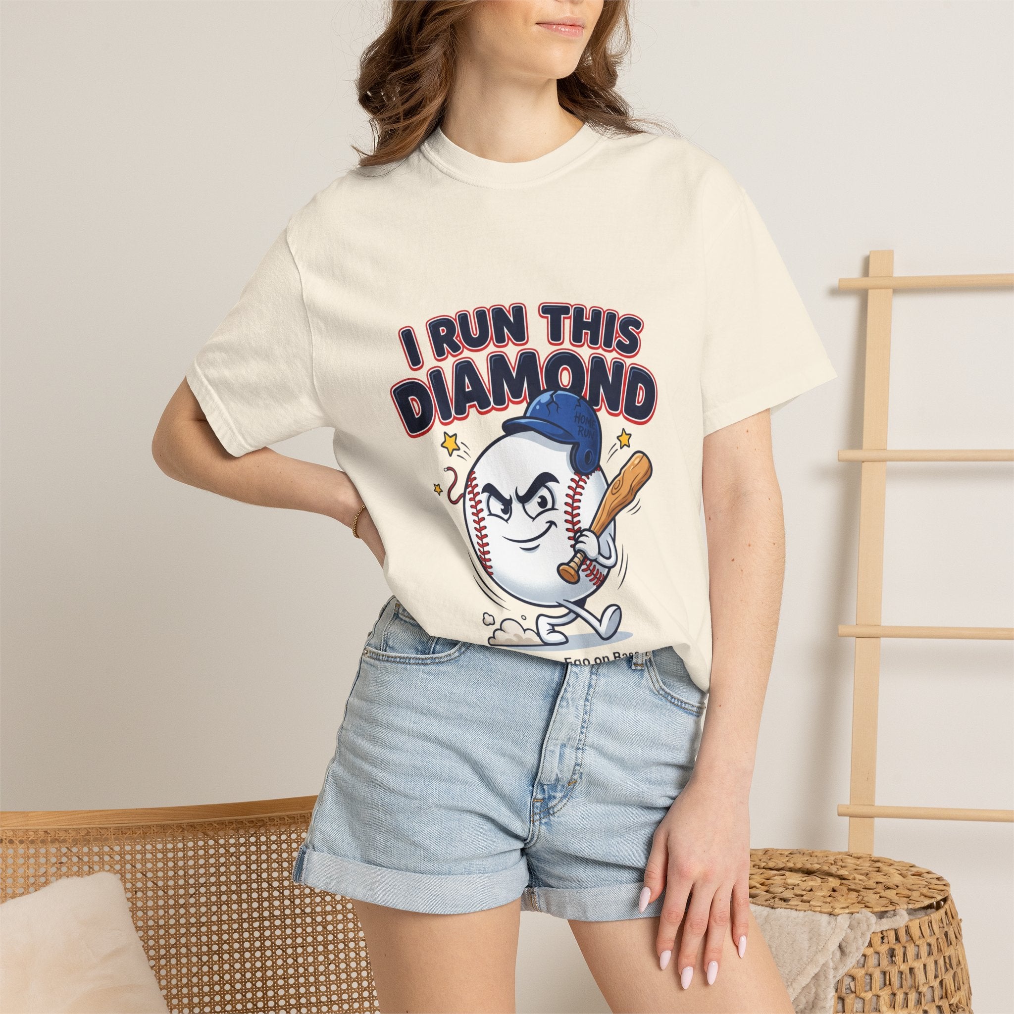I Run This Diamond Baseball T-Shirt — Vintage Cartoon Batting Graphic Tee