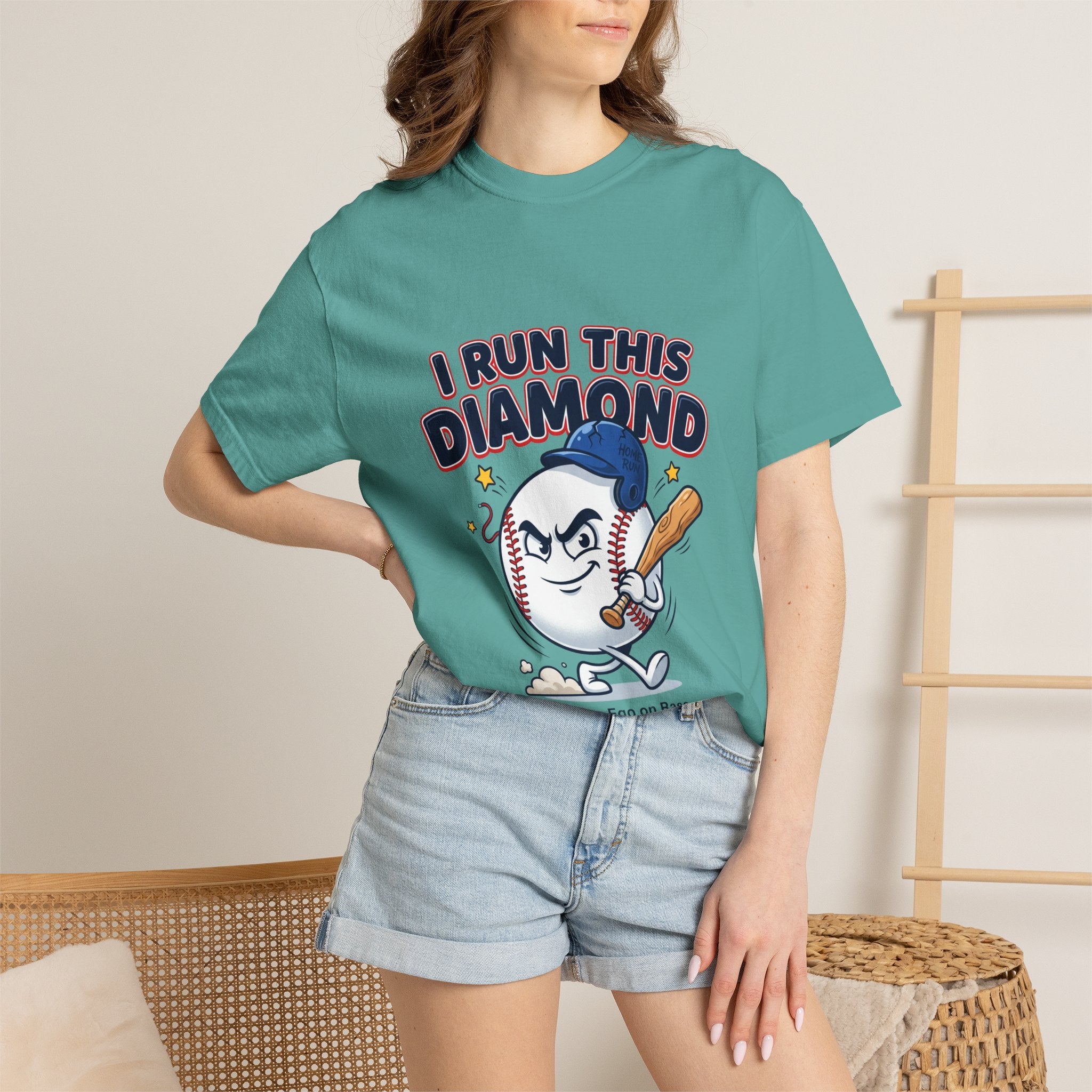 I Run This Diamond Baseball T-Shirt — Vintage Cartoon Batting Graphic Tee