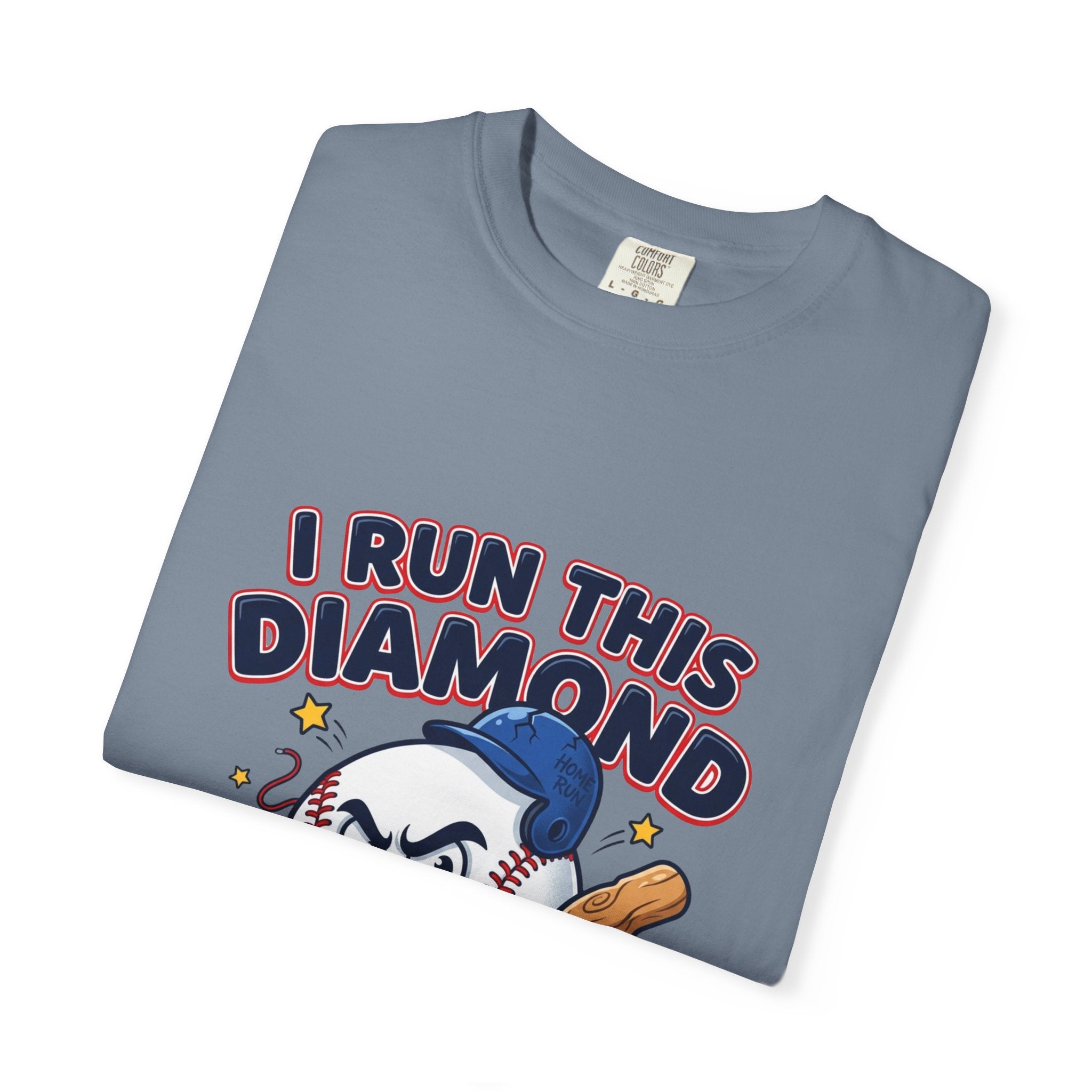 I Run This Diamond Baseball T-Shirt — Vintage Cartoon Batting Graphic Tee