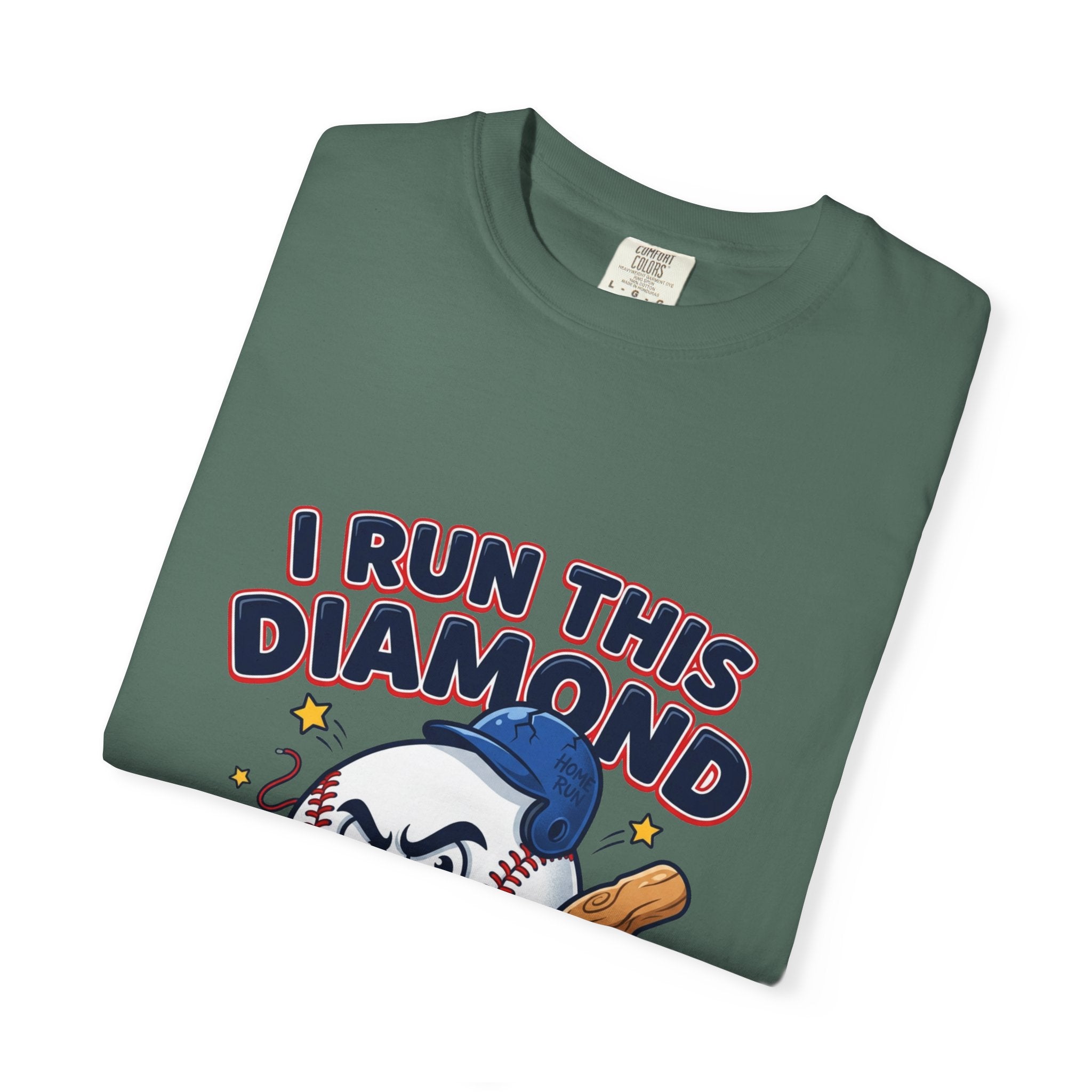 I Run This Diamond Baseball T-Shirt — Vintage Cartoon Batting Graphic Tee