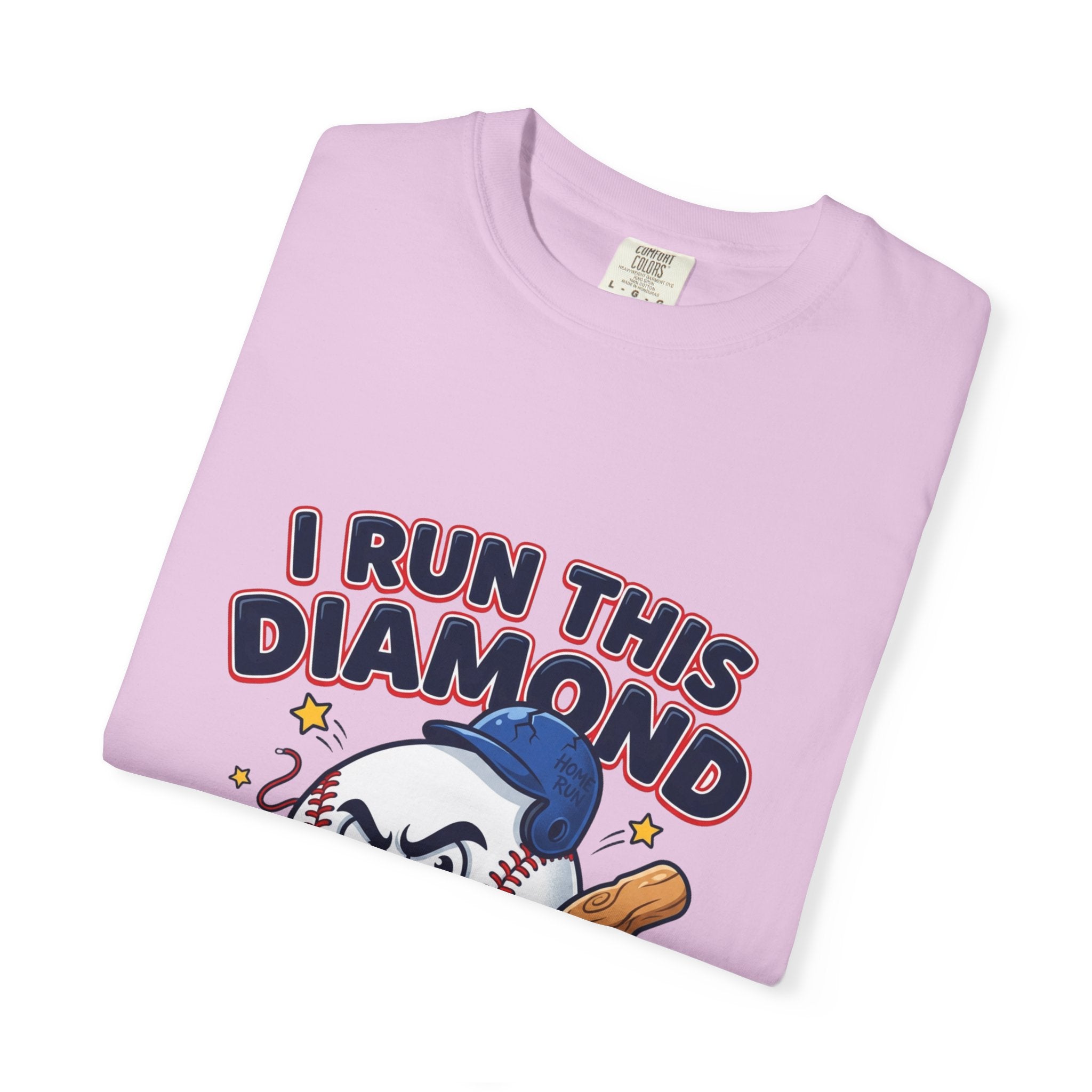 I Run This Diamond Baseball T-Shirt — Vintage Cartoon Batting Graphic Tee