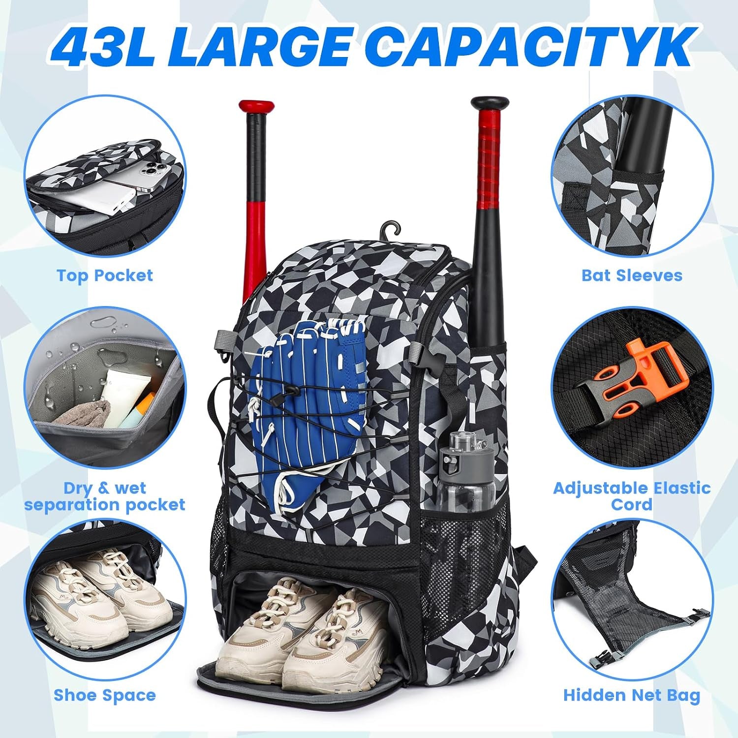 Softball Bag,Softball Bat Bag for Youth Adults