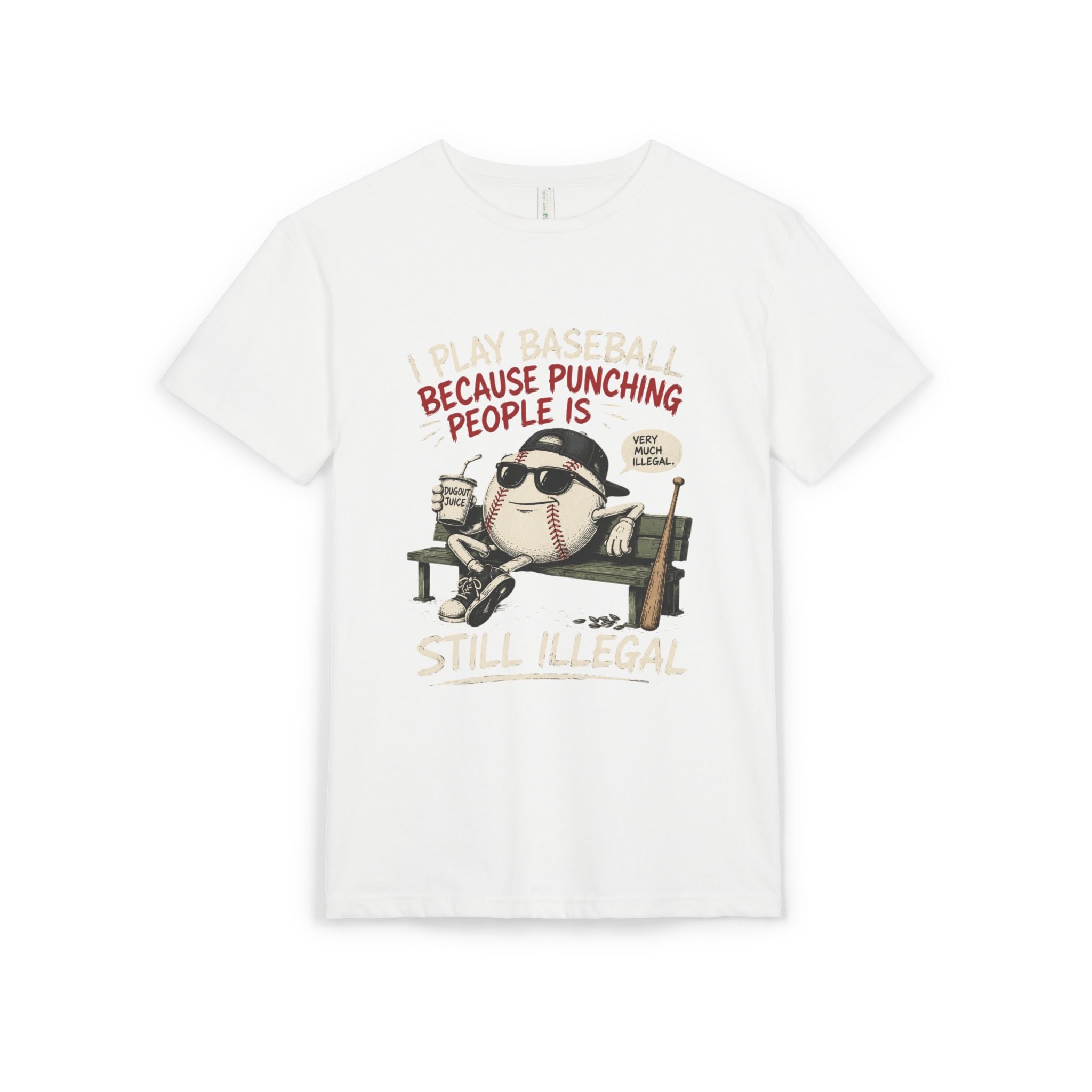 Baseball Funny Tee — "Because Punching People Is Still Illegal" Graphic Shirt