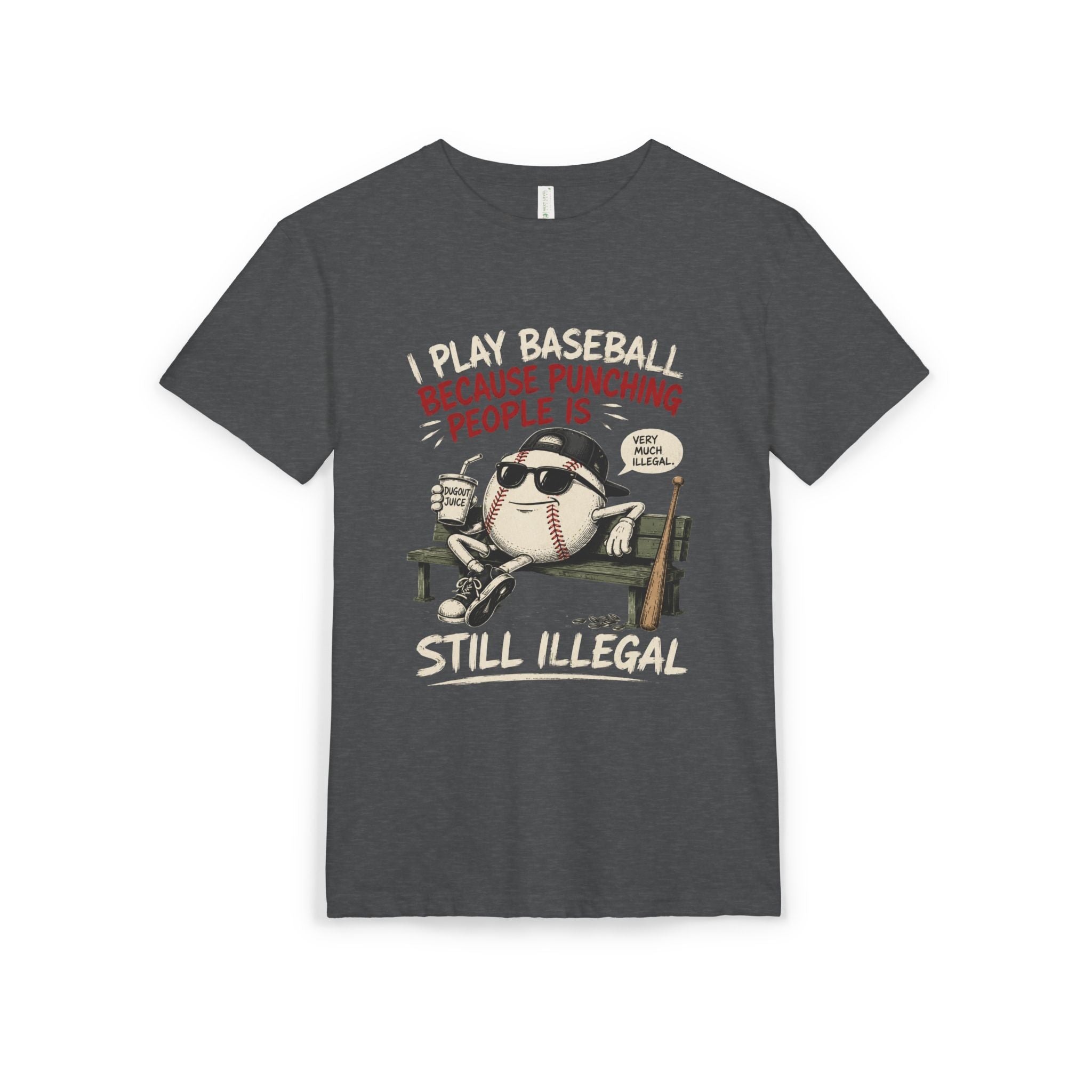 Baseball Funny Tee — "Because Punching People Is Still Illegal" Graphic Shirt