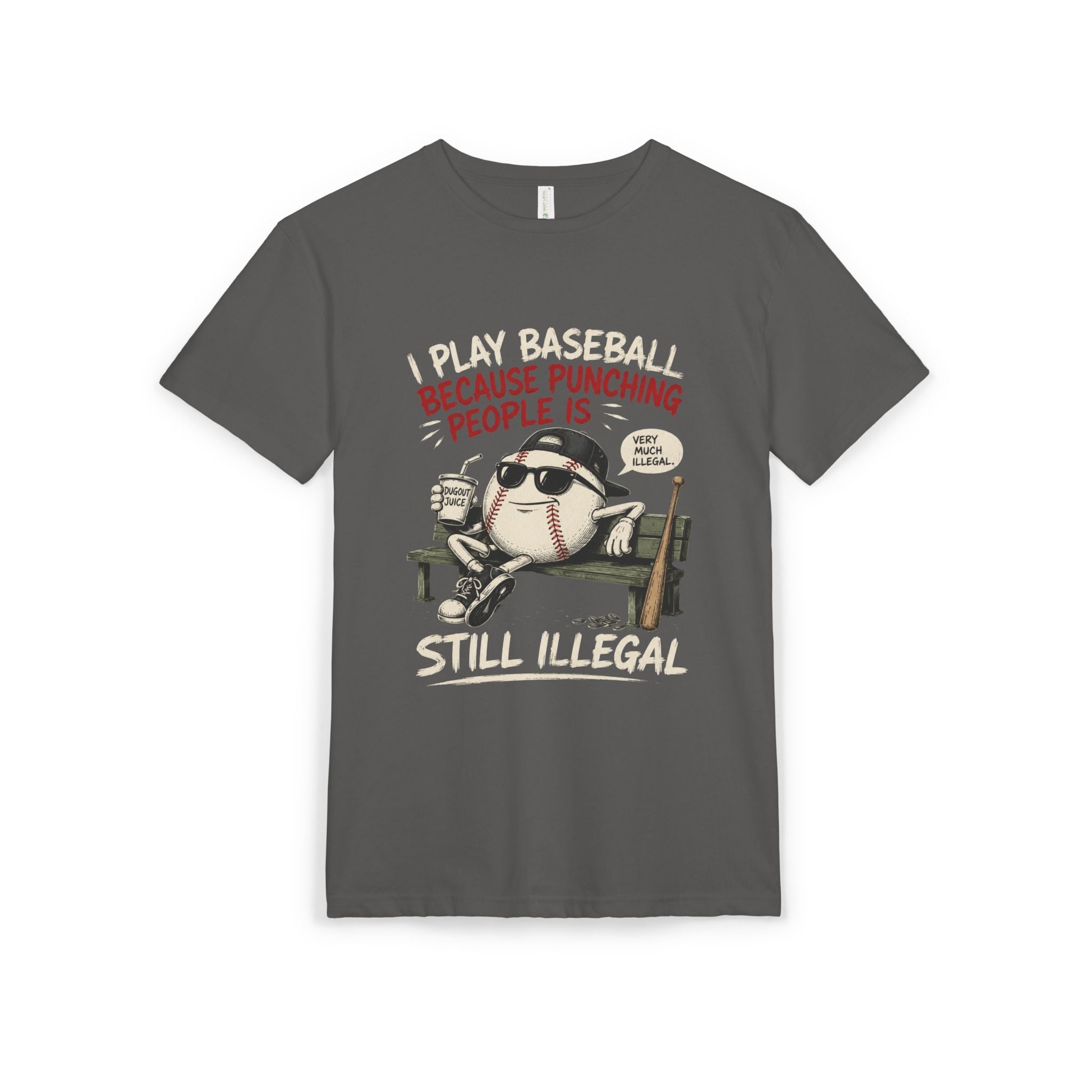 Baseball Funny Tee — "Because Punching People Is Still Illegal" Graphic Shirt