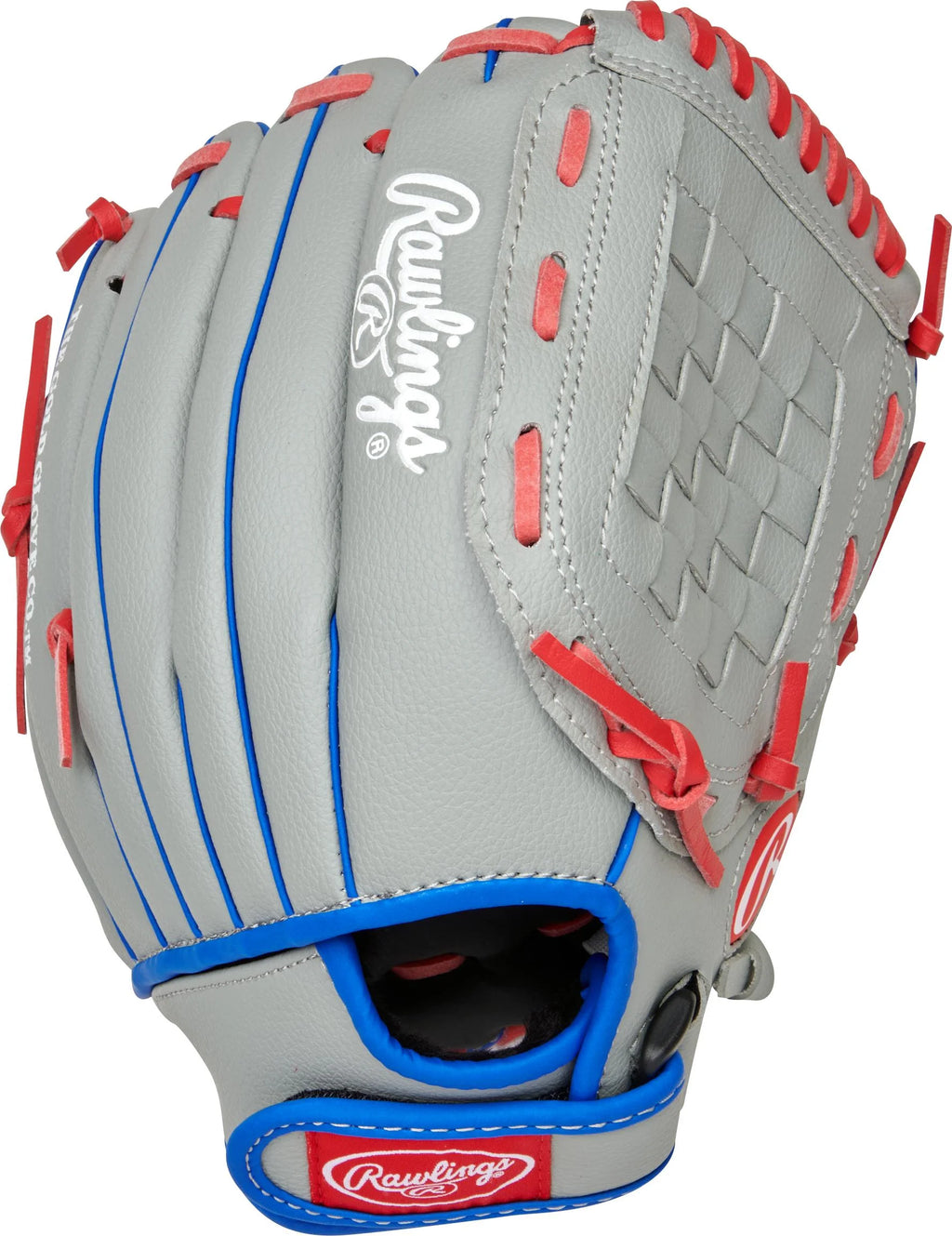 Players Series Youth Tball/Baseball Glove, Gray/Blue/Red, 11.5 Inch, Right Hand Throw