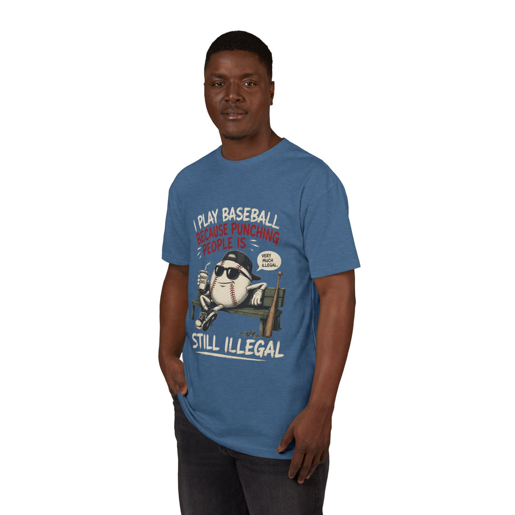 Baseball Funny Tee — "Because Punching People Is Still Illegal" Graphic Shirt