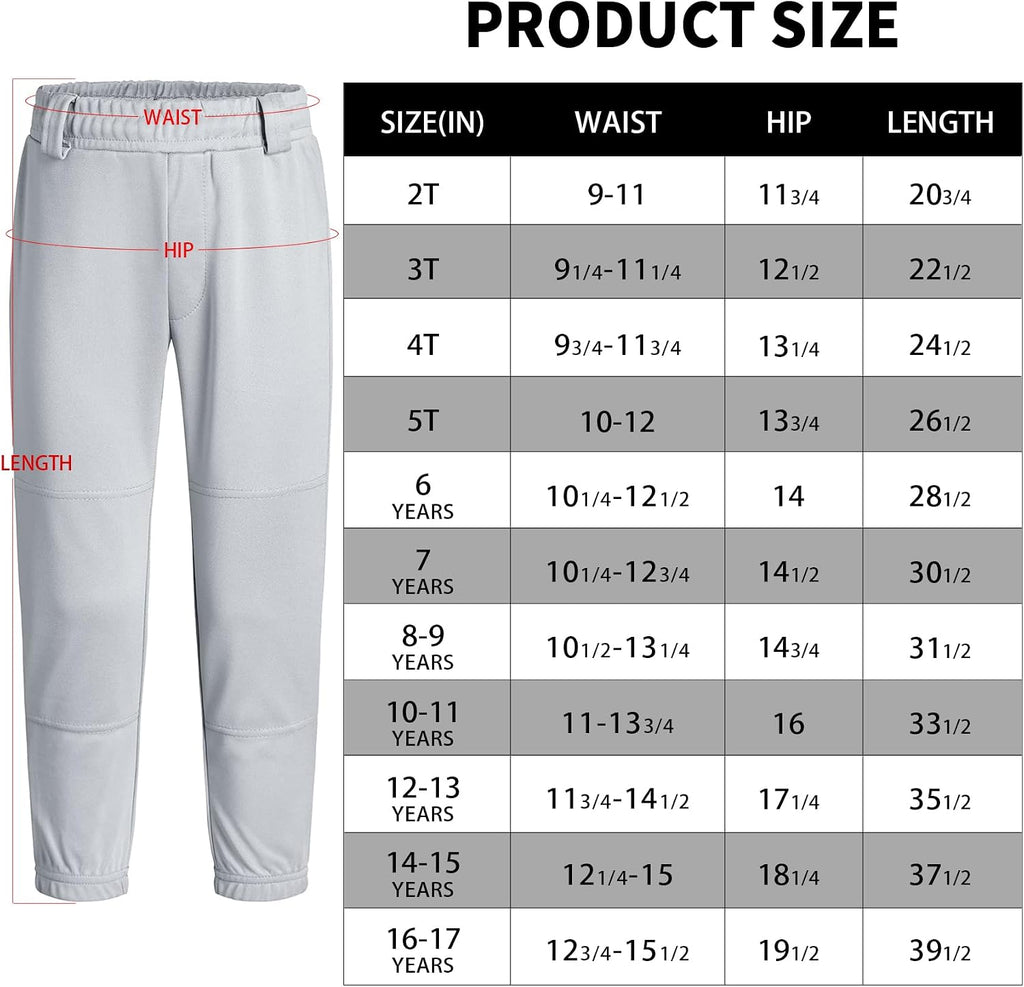 2T/3T/4T/5T Toddler Baseball Pants Softball Pants Pinstripe Tee Ball Pants for Babies