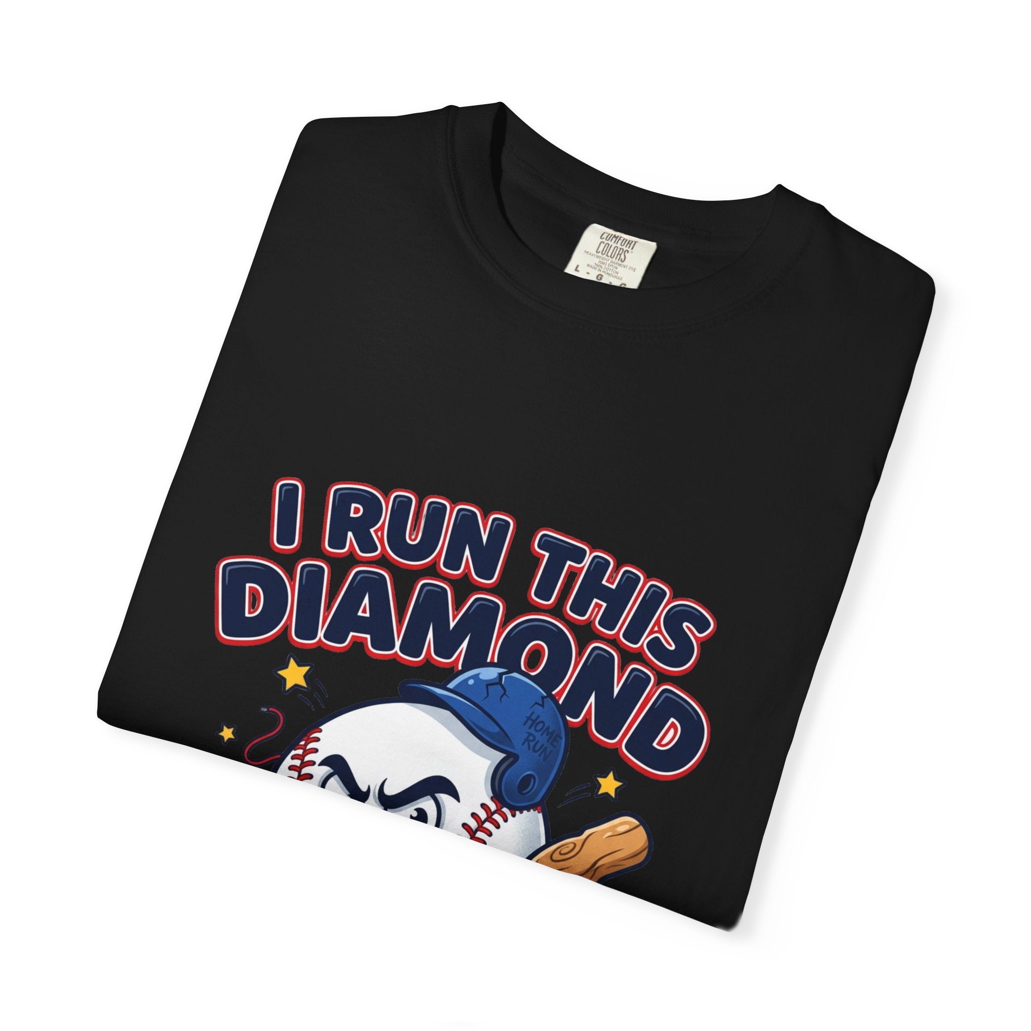 I Run This Diamond Baseball T-Shirt — Vintage Cartoon Batting Graphic Tee
