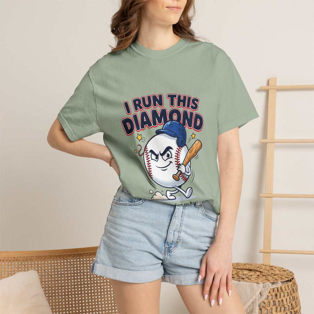 I Run This Diamond Baseball T-Shirt — Vintage Cartoon Batting Graphic Tee