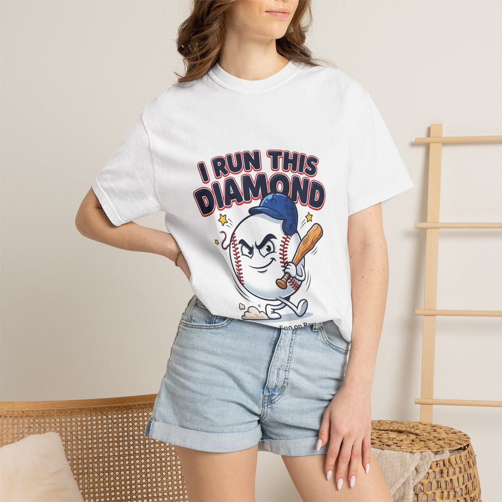 I Run This Diamond Baseball T-Shirt — Vintage Cartoon Batting Graphic Tee