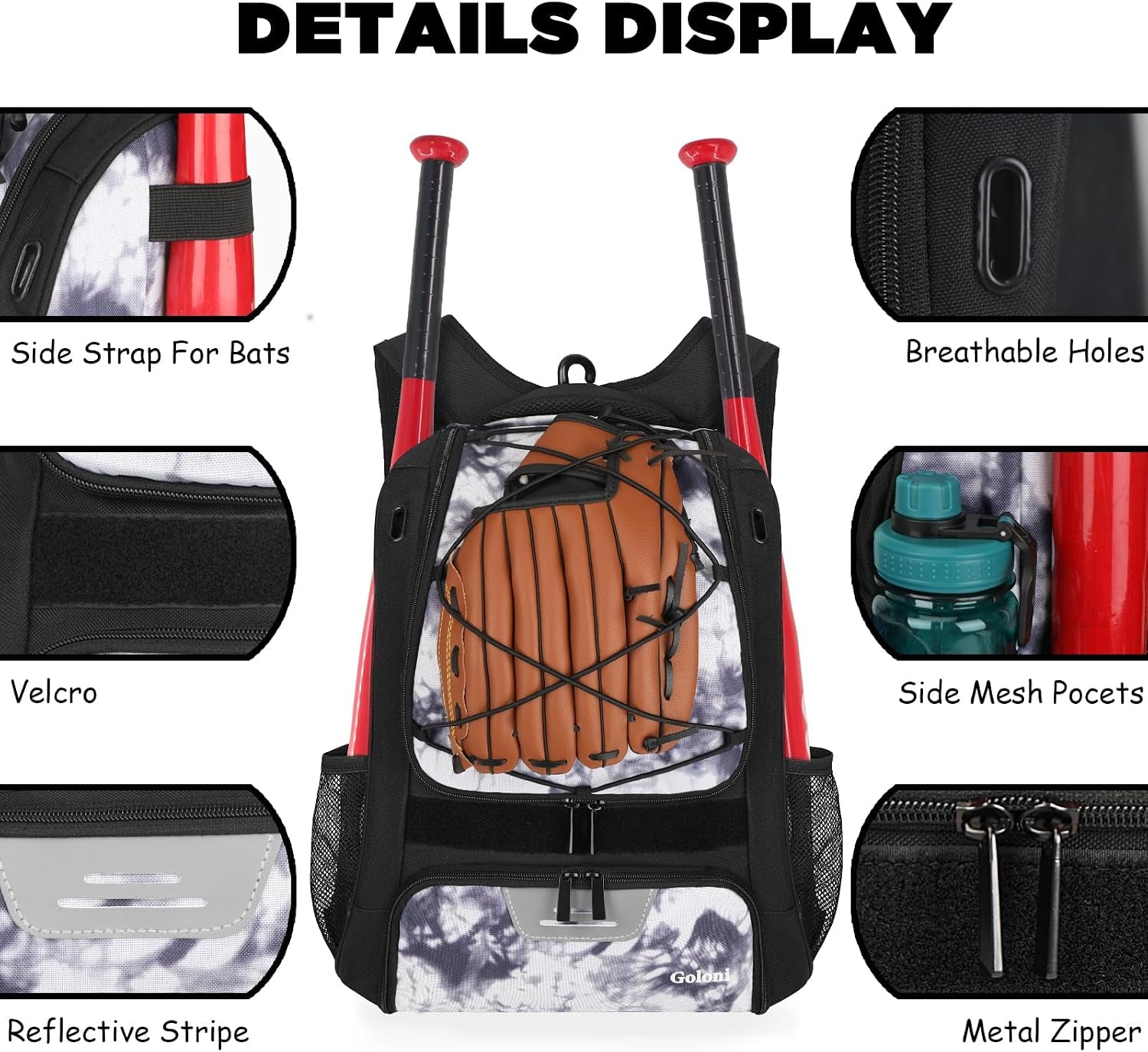 Youth Baseball Bag,Softball Bag with Shoes Compartment,Baseball Backpack with Fence Hook for Tball Bat & Equipment