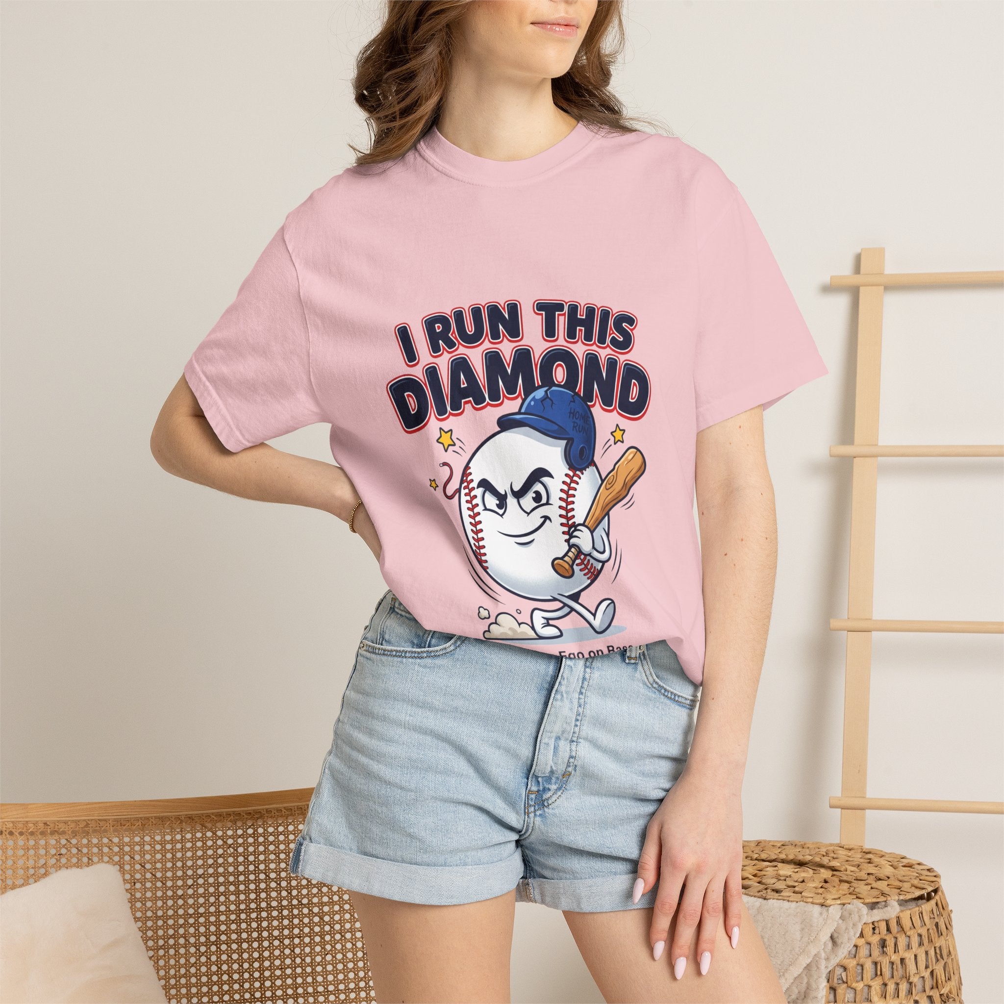 I Run This Diamond Baseball T-Shirt — Vintage Cartoon Batting Graphic Tee