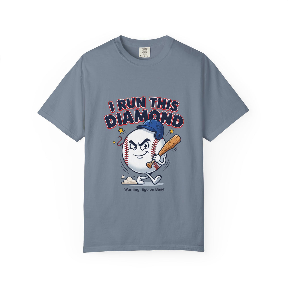 I Run This Diamond Baseball T-Shirt — Vintage Cartoon Batting Graphic Tee