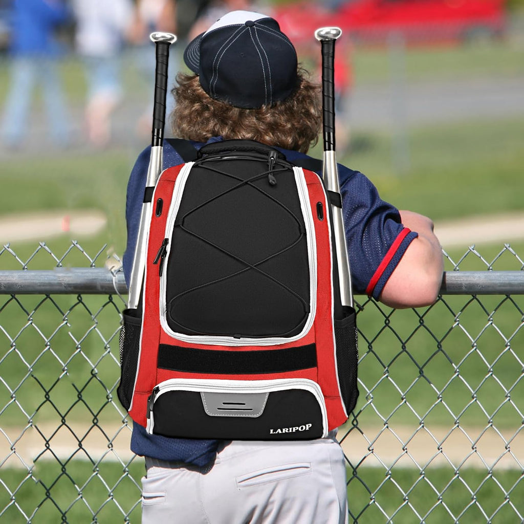 Youth Baseball Bag - Bat Backpack for Softball and T-Ball Gear with Separate Shoe Compartment, Adult Softball Bag for Baseball Glove Helmet and Accessories with Large Compartment Fence Hooks