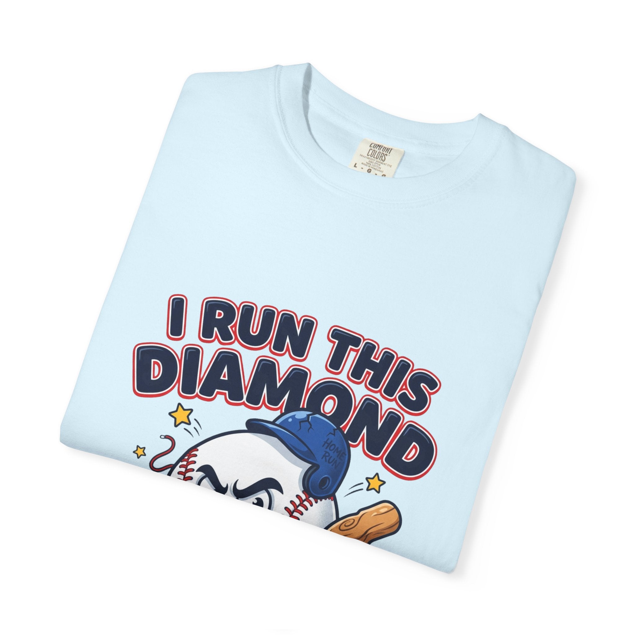 I Run This Diamond Baseball T-Shirt — Vintage Cartoon Batting Graphic Tee
