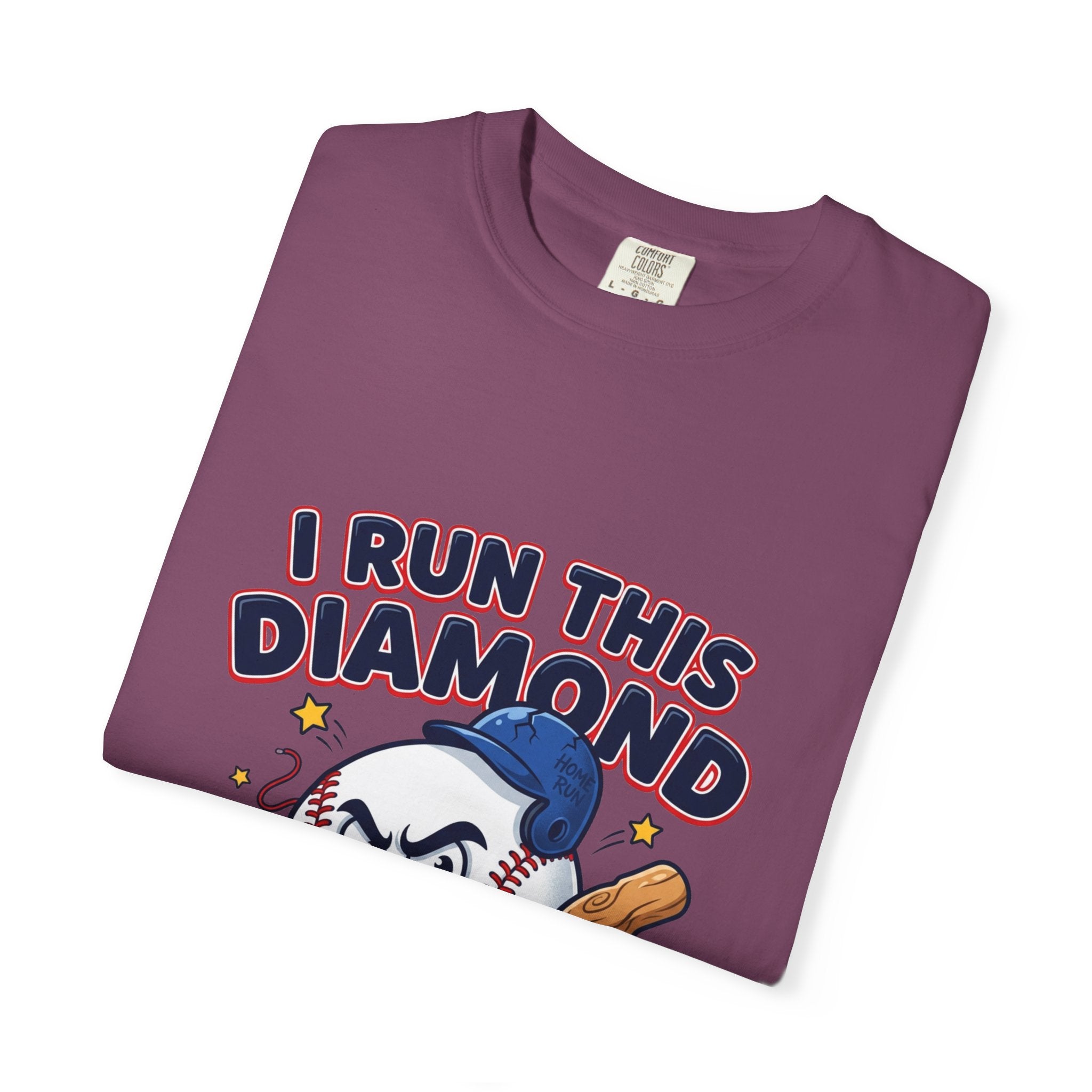 I Run This Diamond Baseball T-Shirt — Vintage Cartoon Batting Graphic Tee