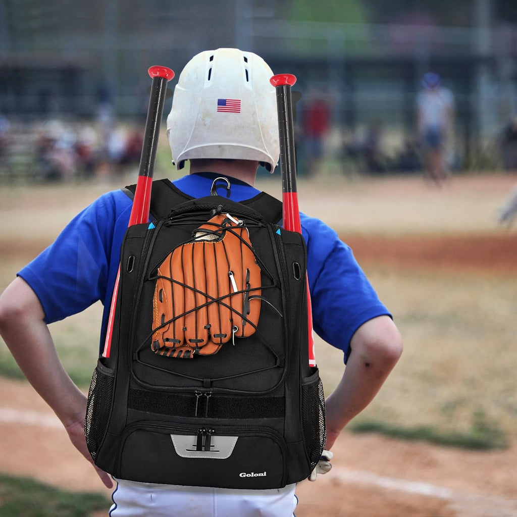 Youth Baseball Bag,Softball Bag with Shoes Compartment,Baseball Backpack with Fence Hook for Tball Bat & Equipment