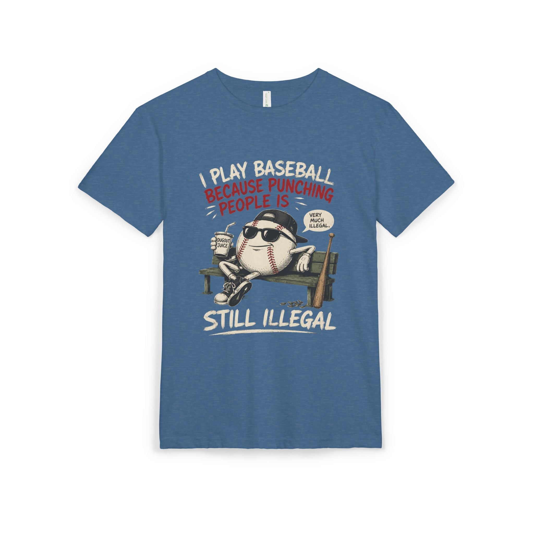 Baseball Funny Tee — "Because Punching People Is Still Illegal" Graphic Shirt