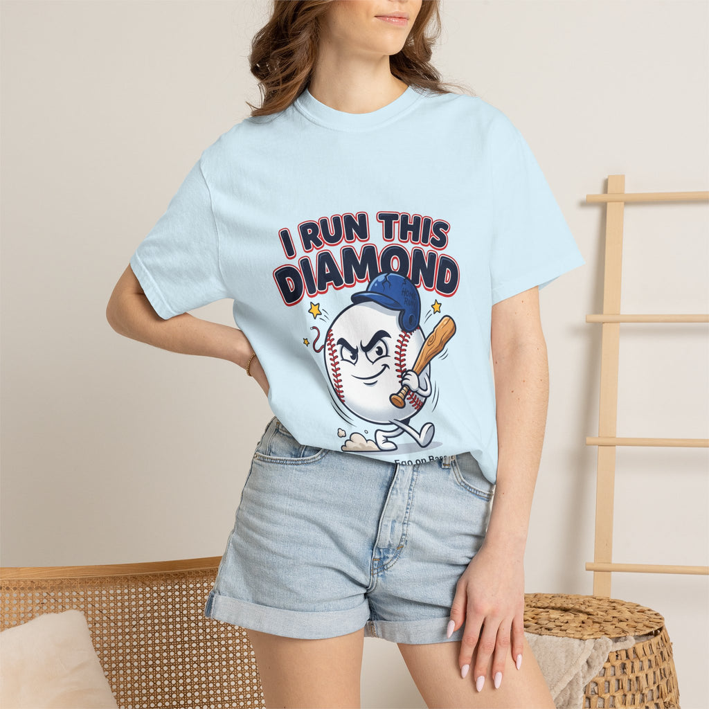 I Run This Diamond Baseball T-Shirt — Vintage Cartoon Batting Graphic Tee