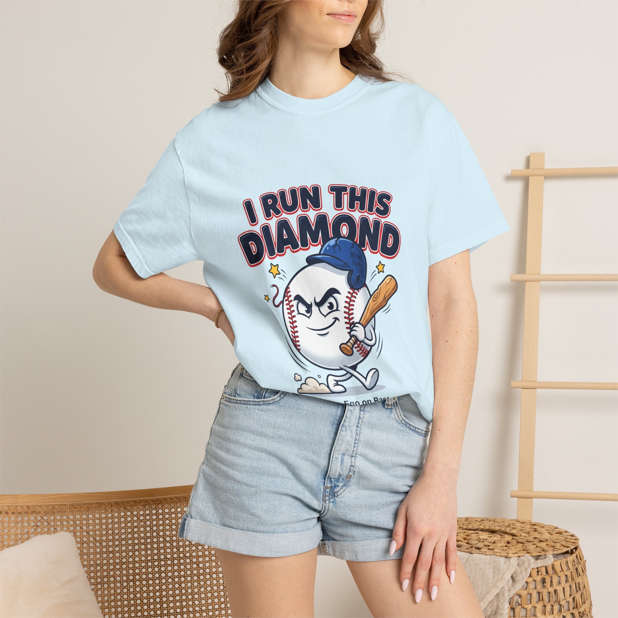 I Run This Diamond Baseball T-Shirt — Vintage Cartoon Batting Graphic Tee