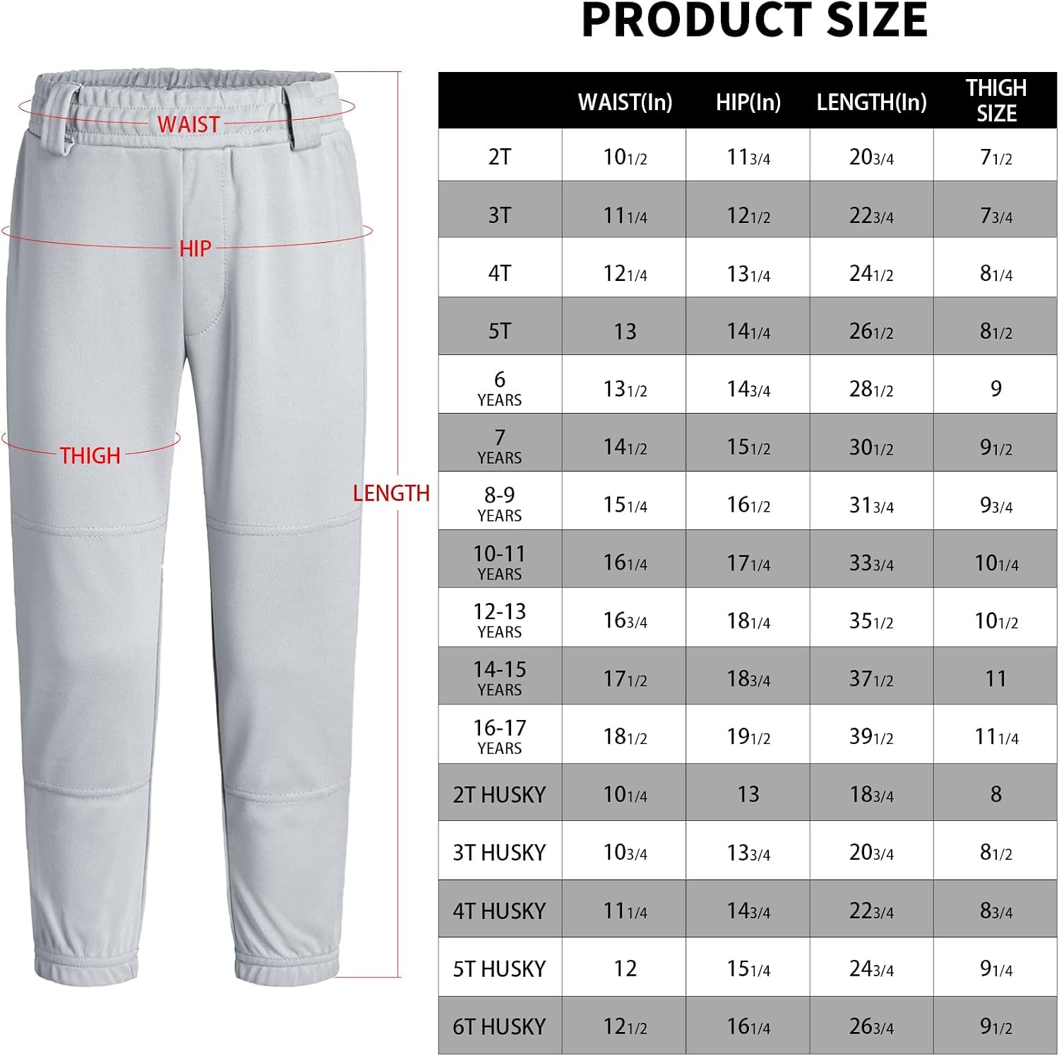 2T/3T/4T/5T Toddler Baseball Pants Softball Pants Pinstripe Tee Ball Pants for Babies