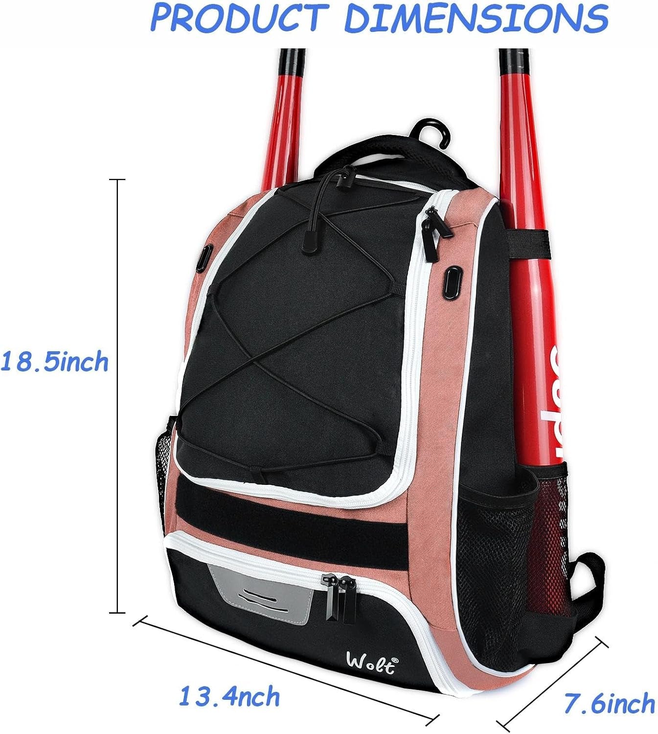 Youth Baseball Backpack Softball Tball Bag with Shoes Compartment | Baseball Equipment Bag for Youth & Adults with Fence Hook,Tee Ball Bat &Helmet Holder