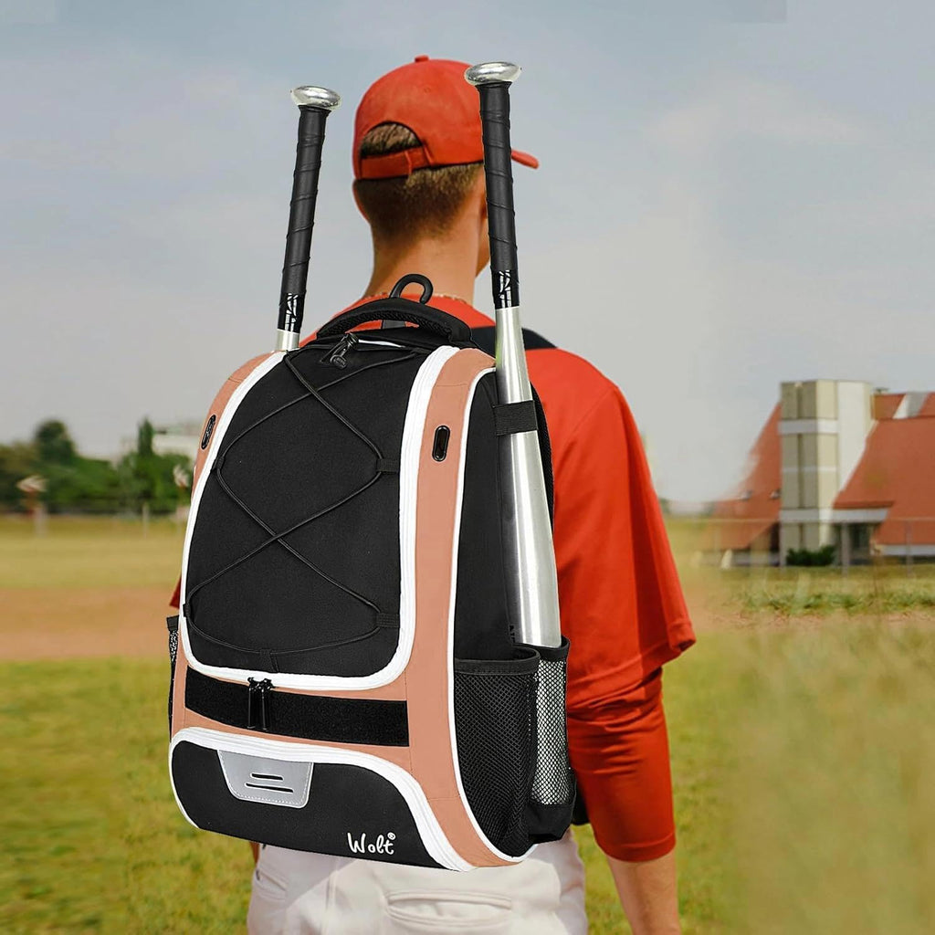 Youth Baseball Backpack Softball Tball Bag with Shoes Compartment | Baseball Equipment Bag for Youth & Adults with Fence Hook,Tee Ball Bat &Helmet Holder
