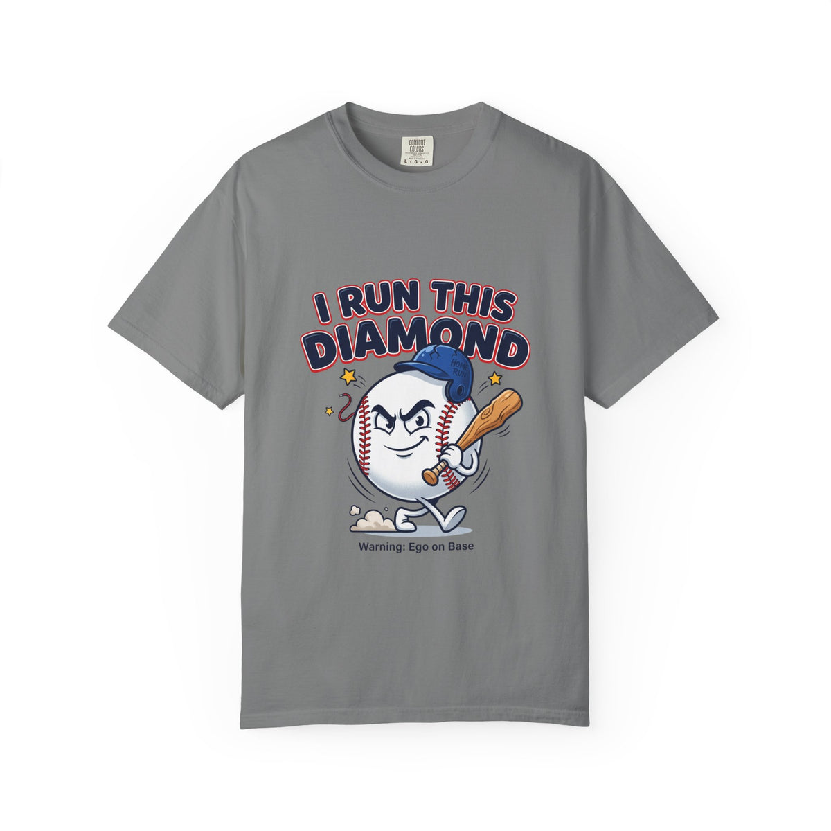 I Run This Diamond Baseball T-Shirt — Vintage Cartoon Batting Graphic Tee