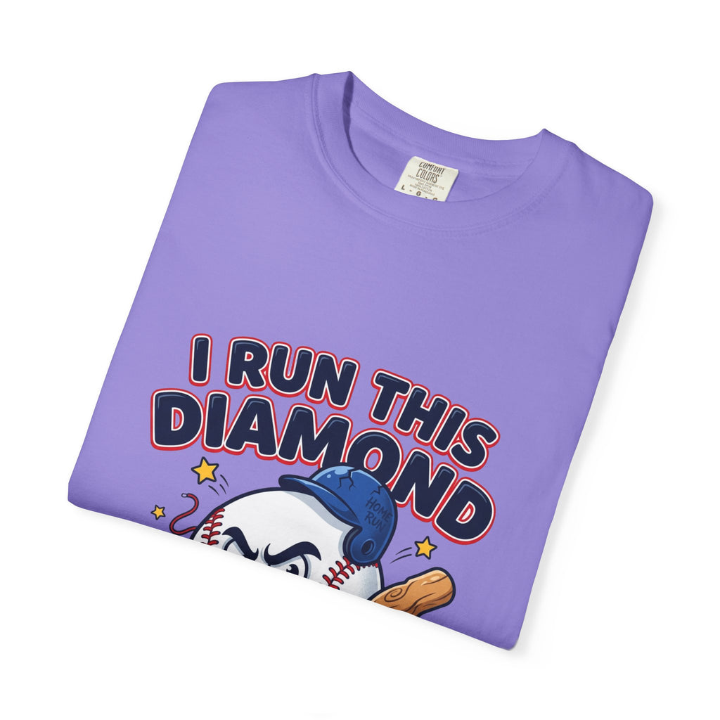I Run This Diamond Baseball T-Shirt — Vintage Cartoon Batting Graphic Tee