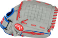 Players Series Youth Tball/Baseball Glove, Gray/Blue/Red, 11.5 Inch, Right Hand Throw