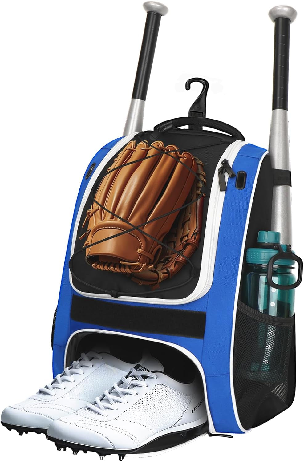 Youth Baseball Bag - Bat Backpack for Softball and T-Ball Gear with Separate Shoe Compartment, Adult Softball Bag for Baseball Glove Helmet and Accessories with Large Compartment Fence Hooks