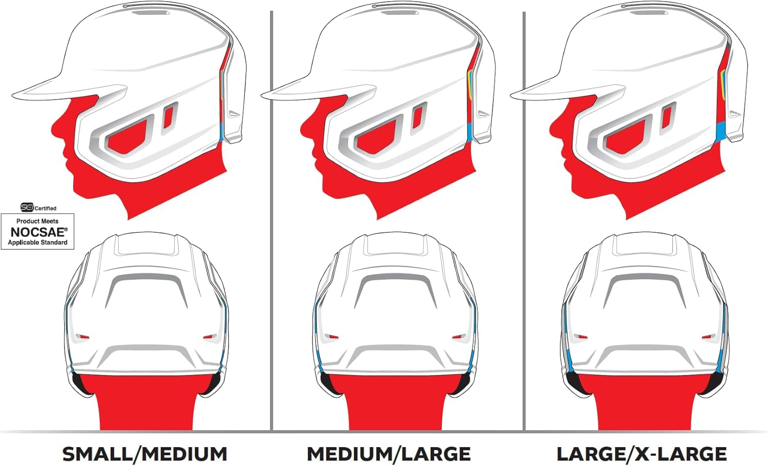 | MACH FIT Baseball Batting Helmet | Multi-Directional Flex | Fits 6 3/8" - 7 5/8" | Multiple Colors